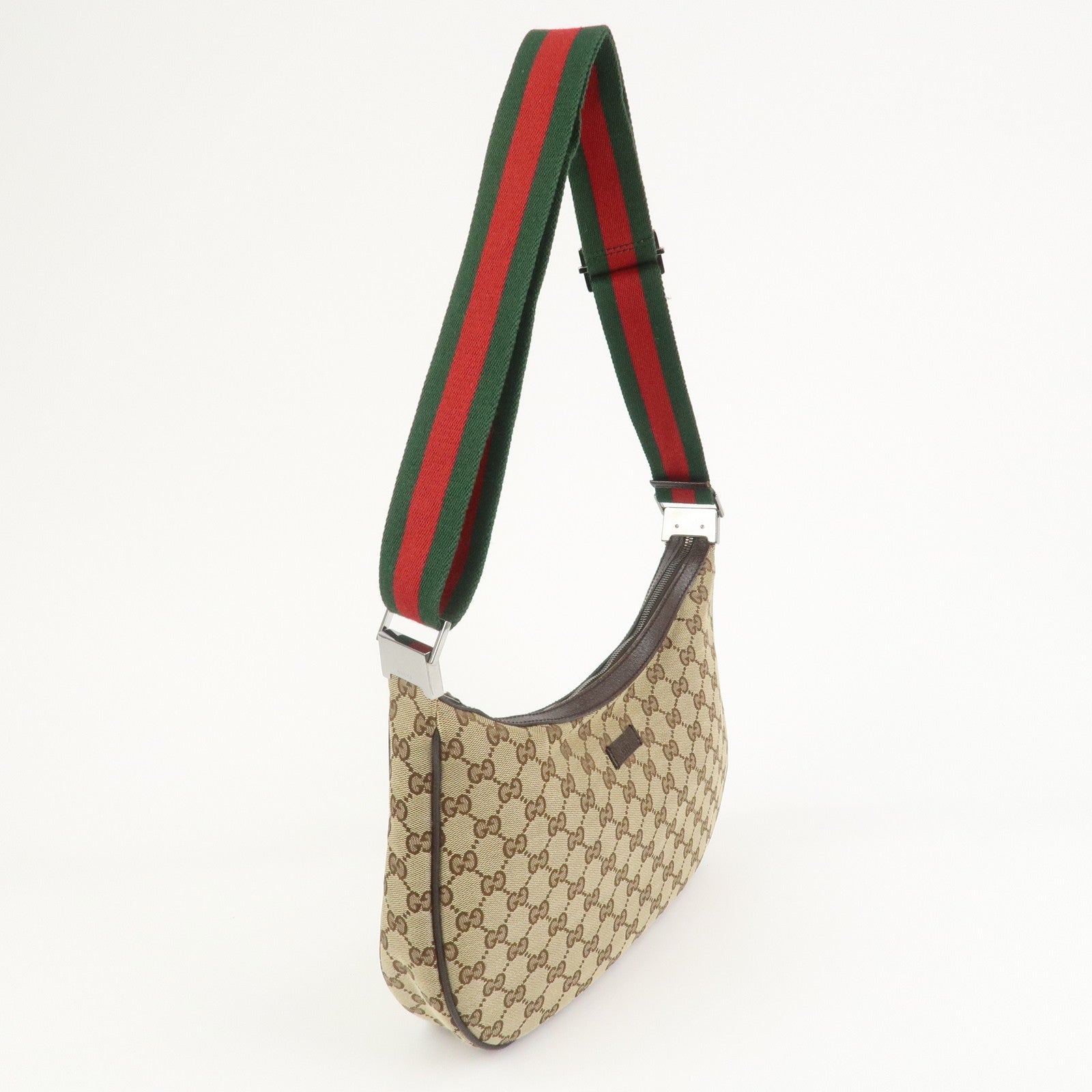 GUCCI Sherry GG Canvas Leather Shoulder Bag Beige Brown 122790