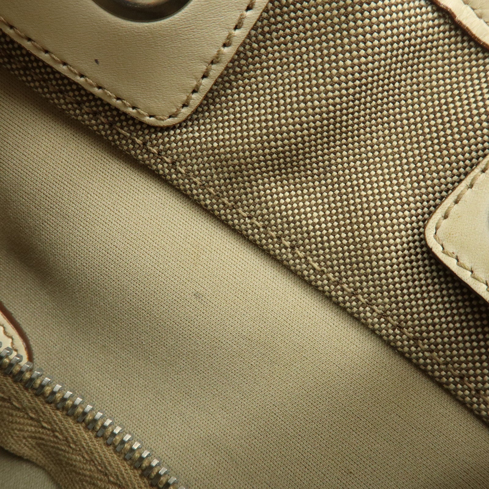 PRADA Logo Jacquard Leather Shoulder Bag Crossbody Bag Beige