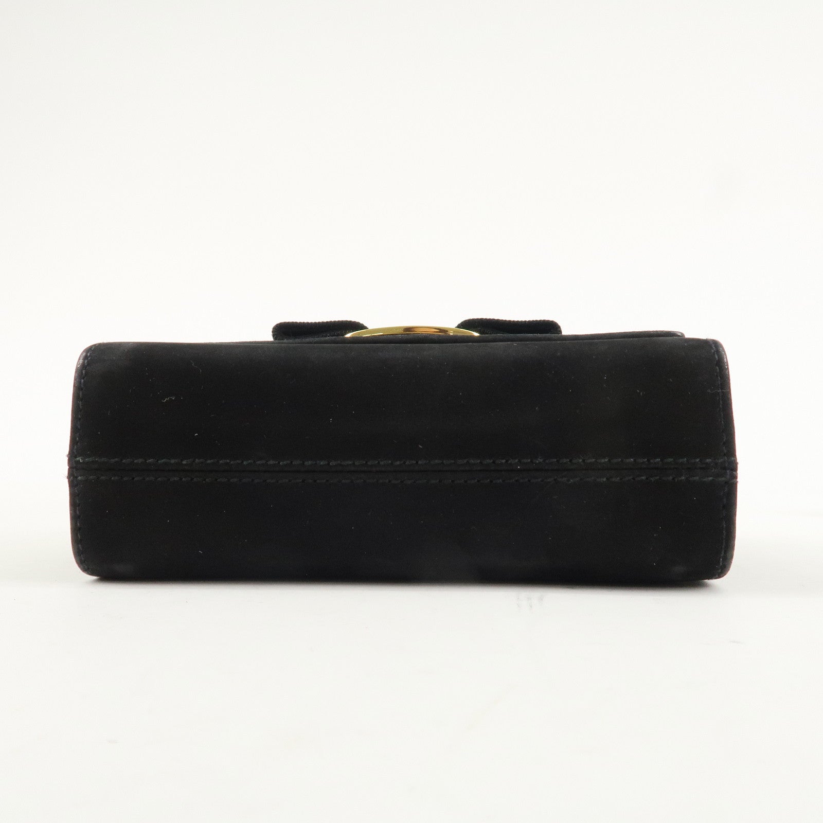Ferragamo Vara Ribbon Suede Mini Chain Shoulder Bag Hand Bag Black Used