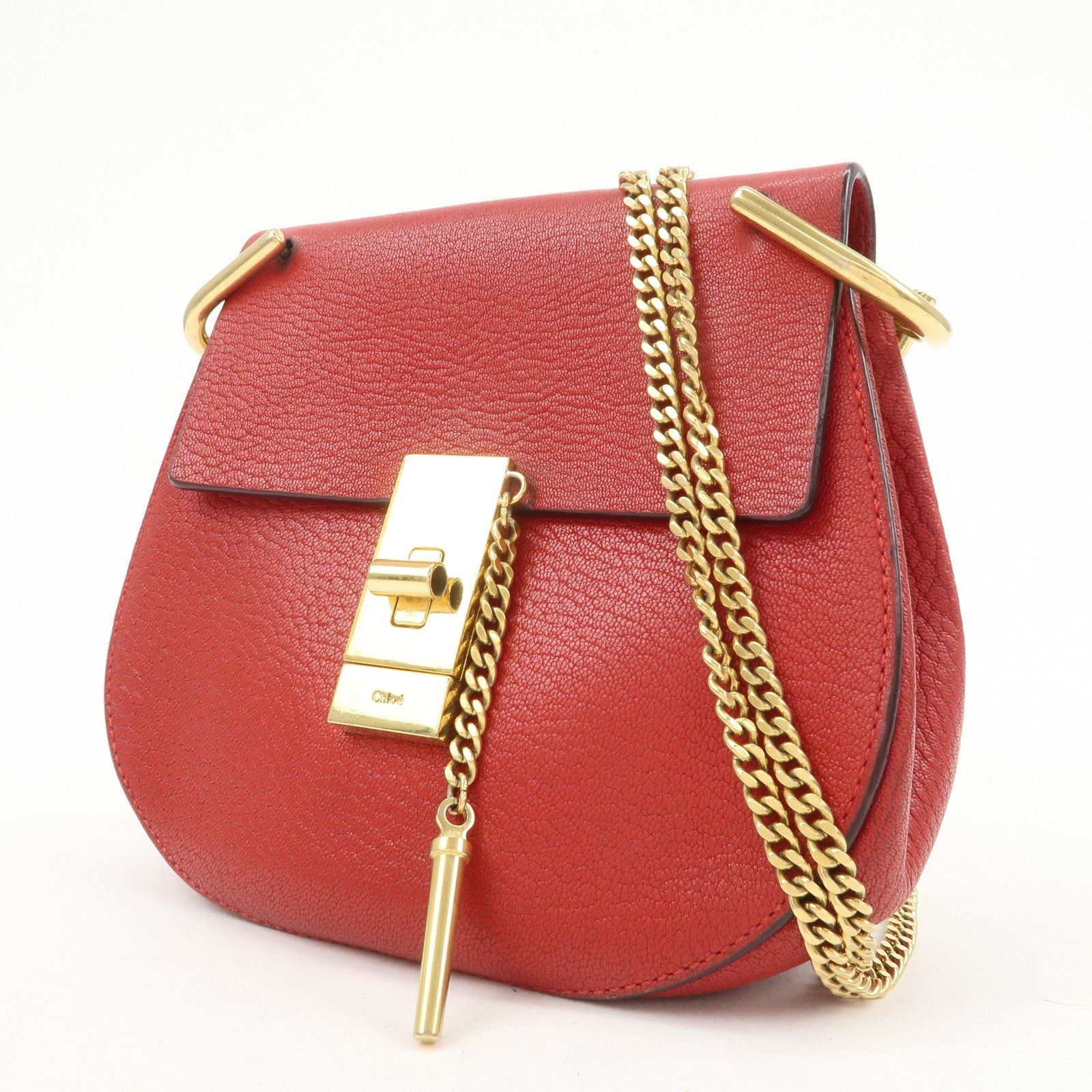 Chloe Drew Leather Chain Shoulder Bag Crossbody Bag Red