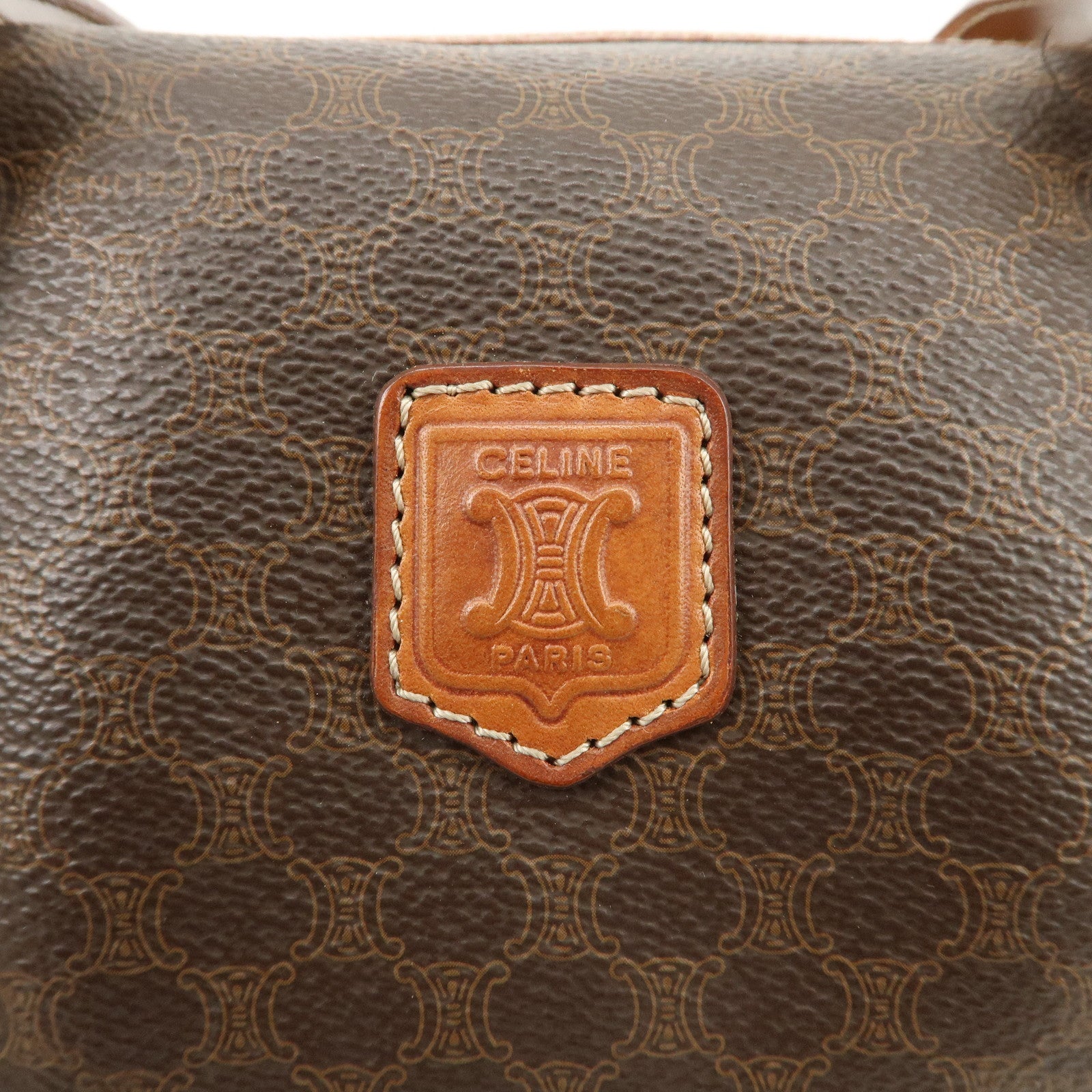 CELINE Macadam PVC Leather Hand Bag Shoulder Bag Brown