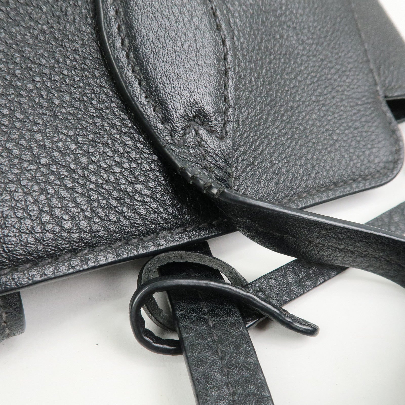 PRADA Logo Leather Shoulder Bag Tote Bag Black 1BG111