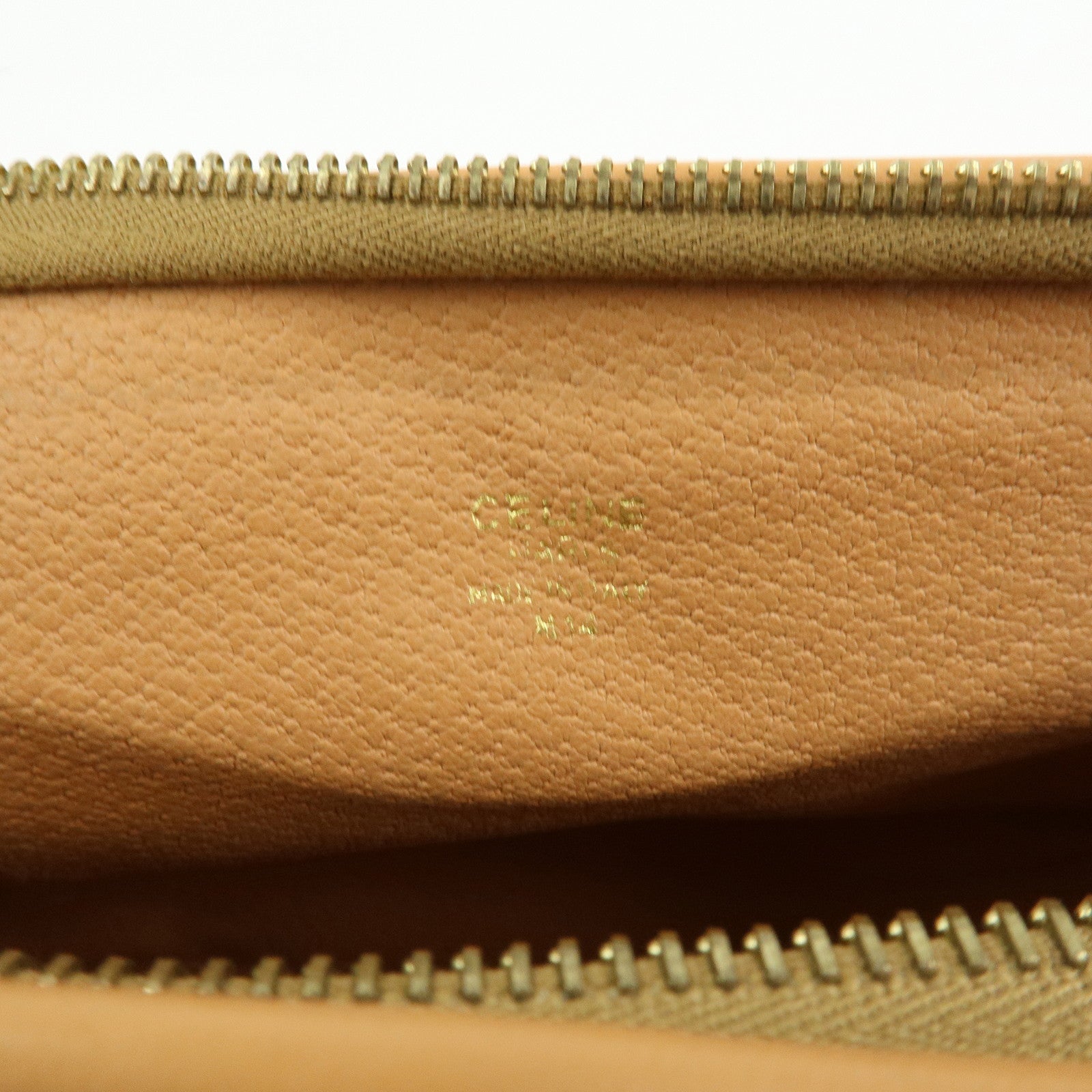 CELINE Macadam PVC Coated Canvas Leather Clutch Bag Pouch Brown