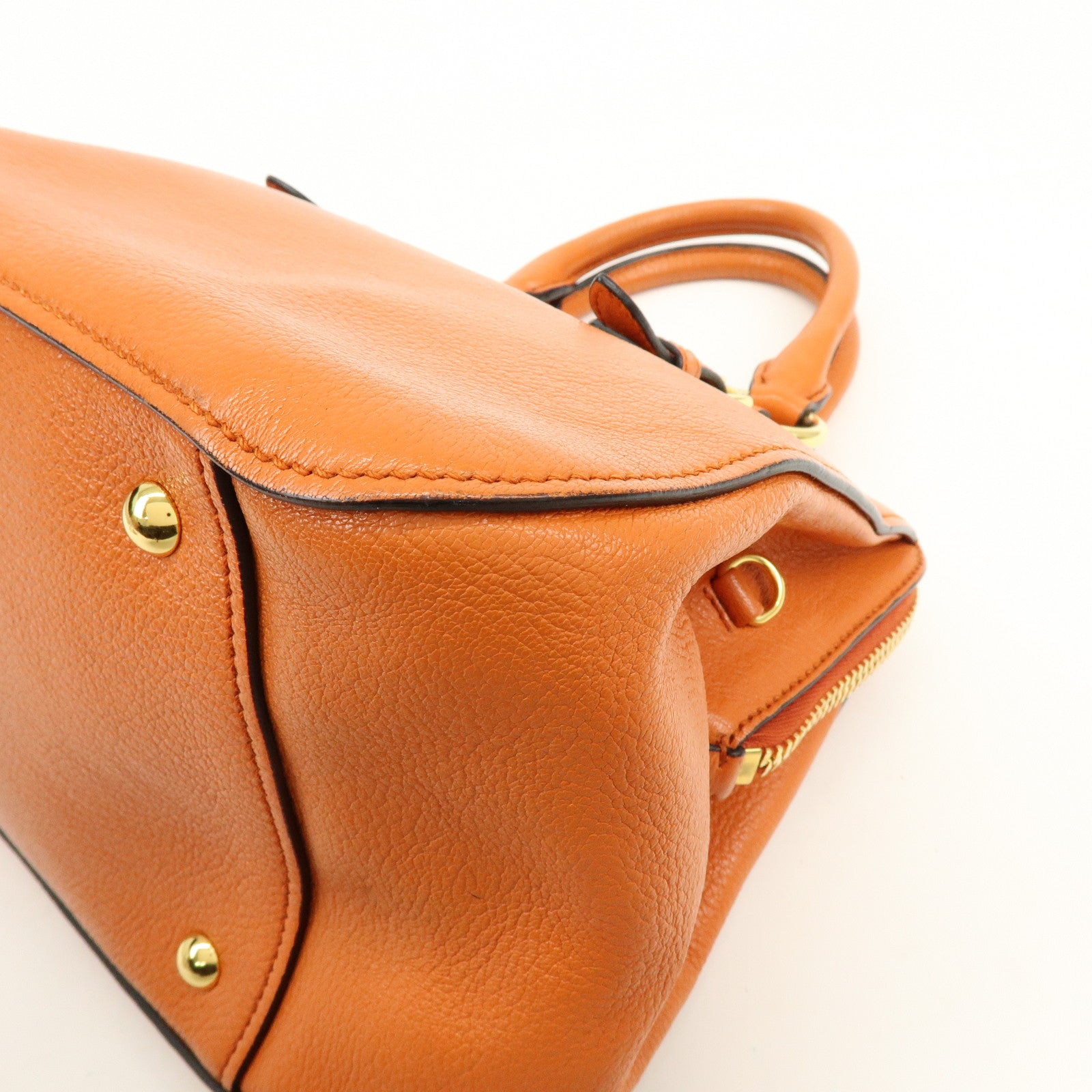 MIU MIU Madras Leather 2Way Bag Hand Bag Shoulder Bag Orange