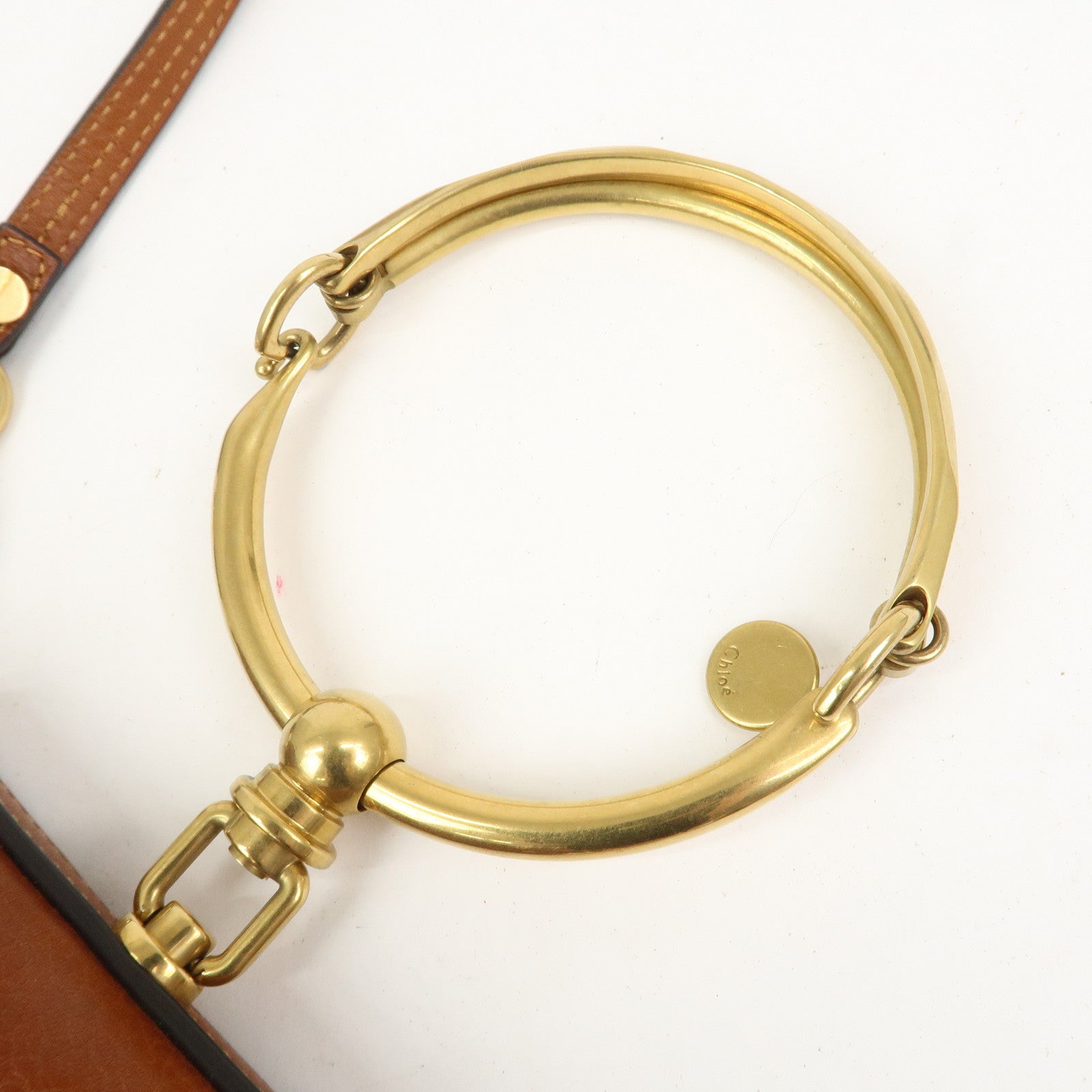 Chloe Alphabet Nile Minaudier Calf Leather 2Way Bag Shoulder Bag