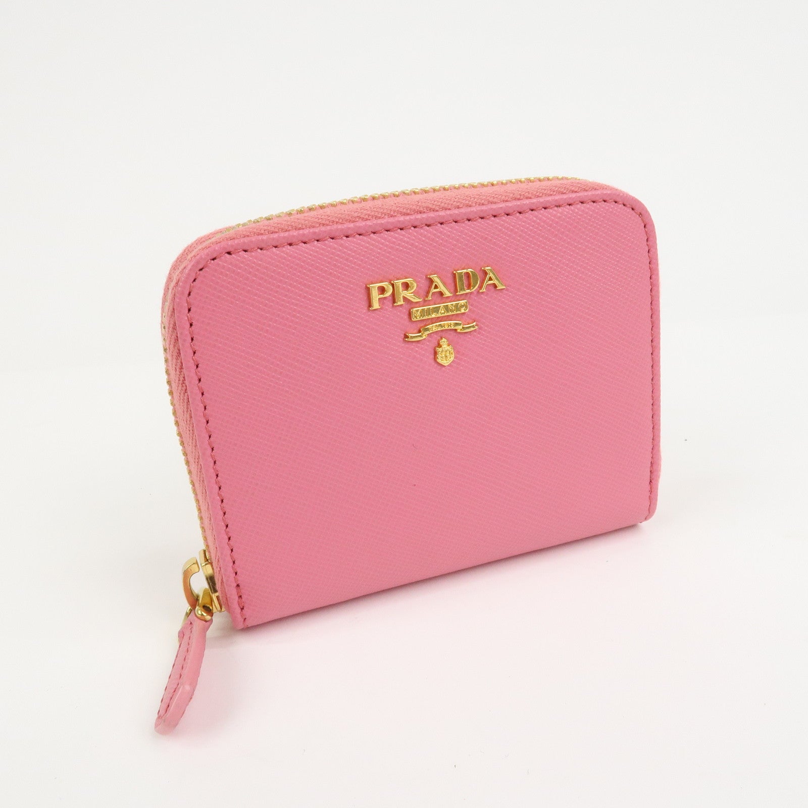 PRADA Triangle Logo Saffiano Leather Coin Case Coin Purse 1M0268
