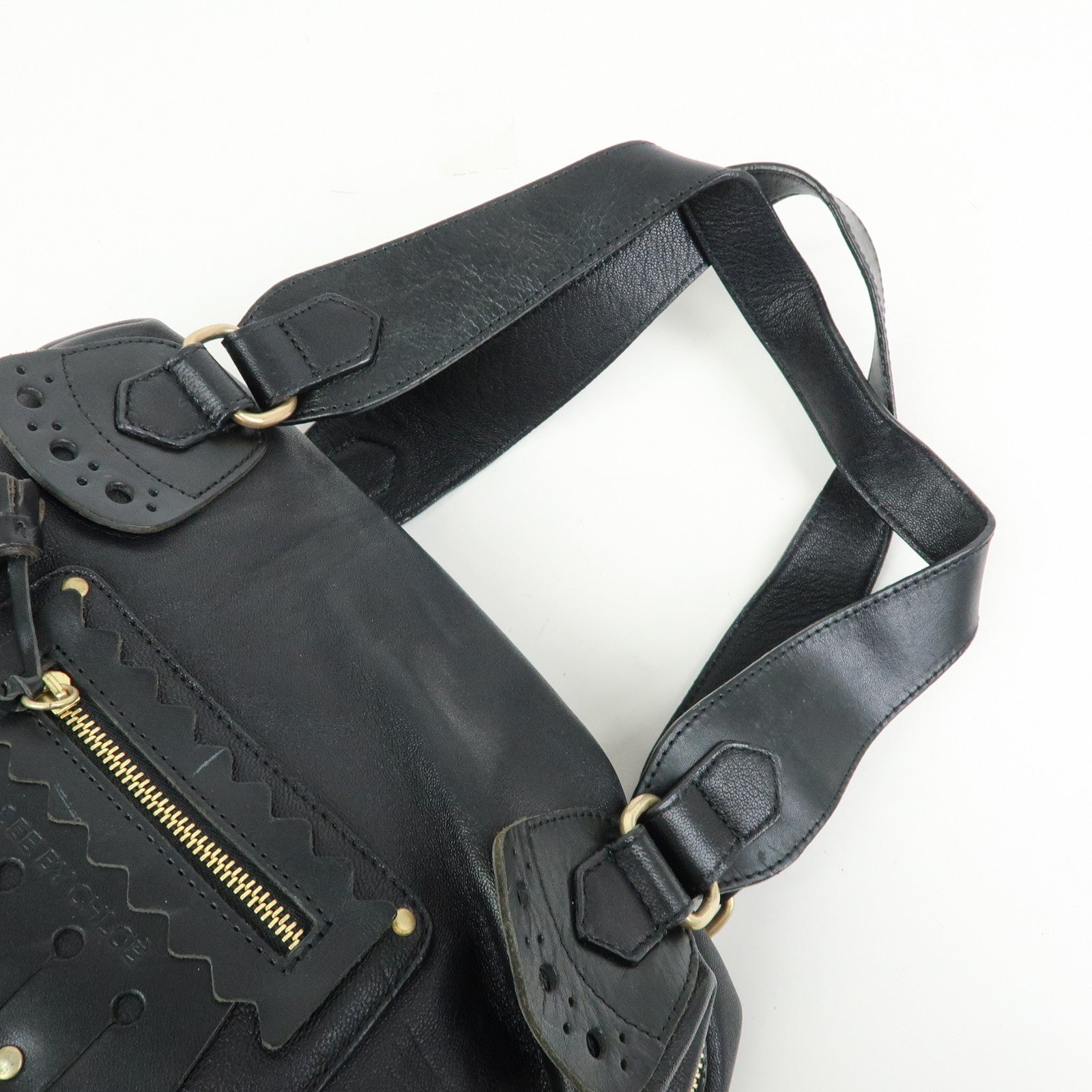 Chloe See by Chloe Leather Shoulder Bag Hand Bag Black