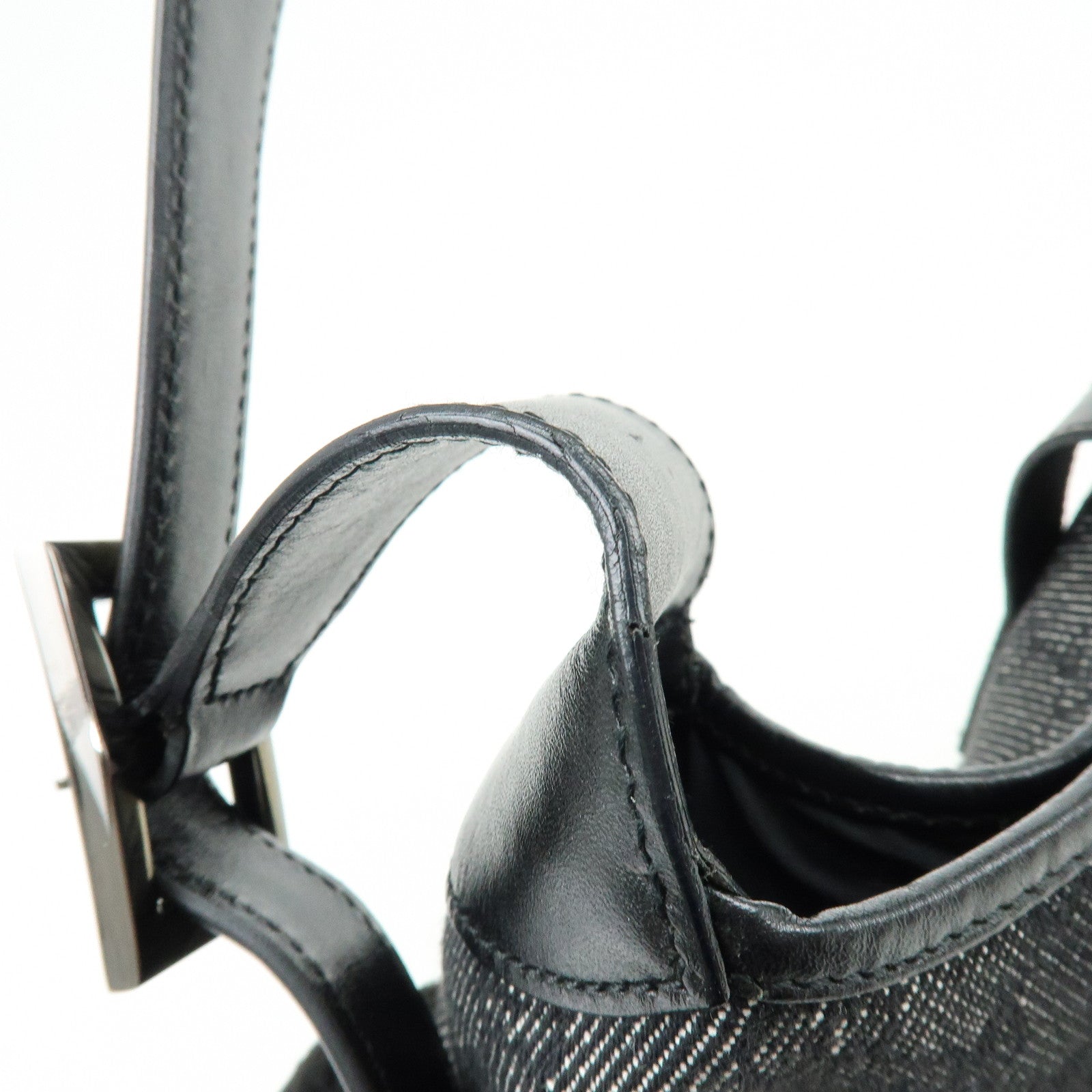 GUCCI Jackie GG Denim Leather Shoulder Bag Hand Bag Black 00963