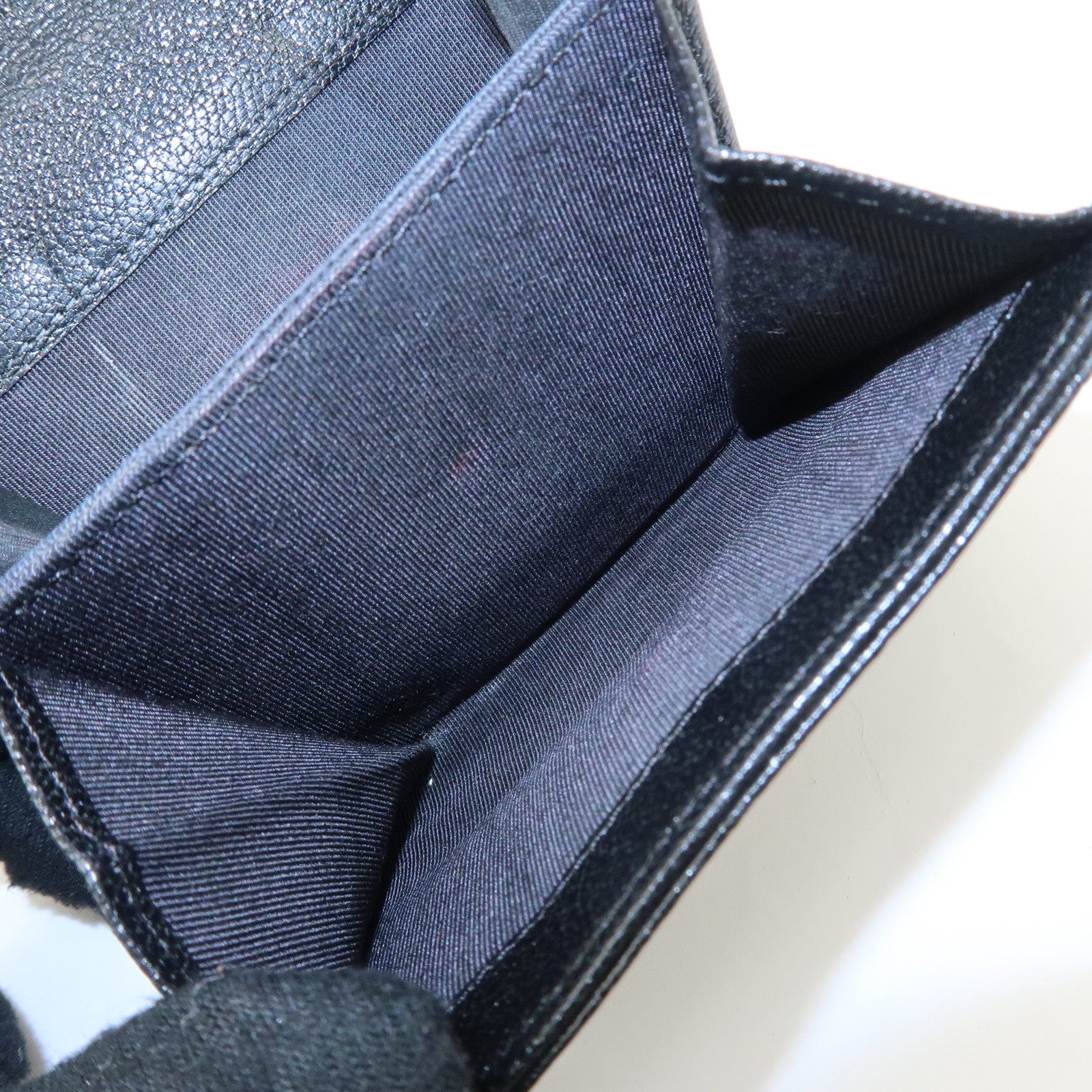 CHANEL Bicolore W Hook Leather Compact Wallet Black A33910 Used