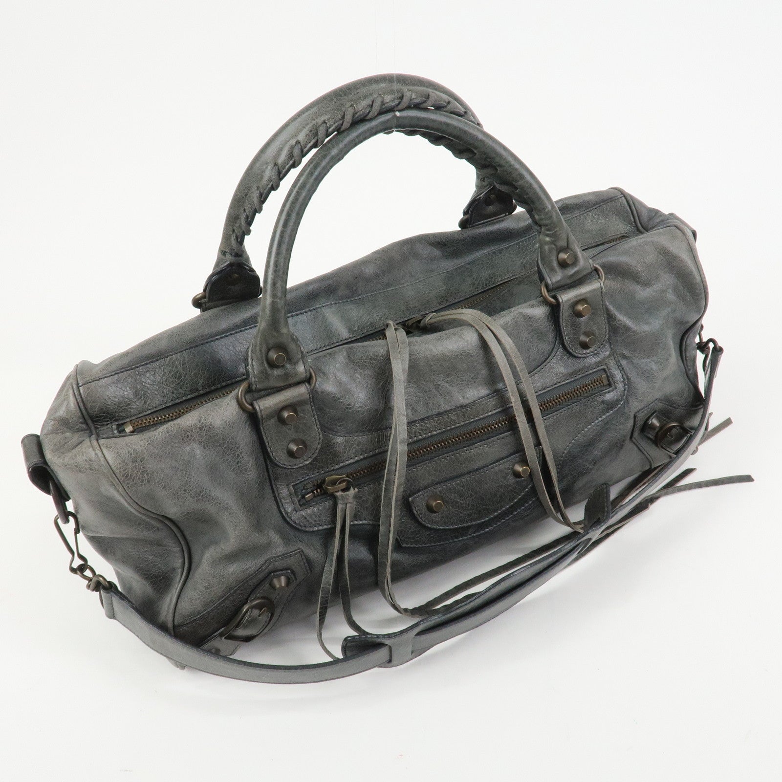 BALENCIAGA The Twiggy Leather 2Way Bag Shoulder Bag Gray 128523