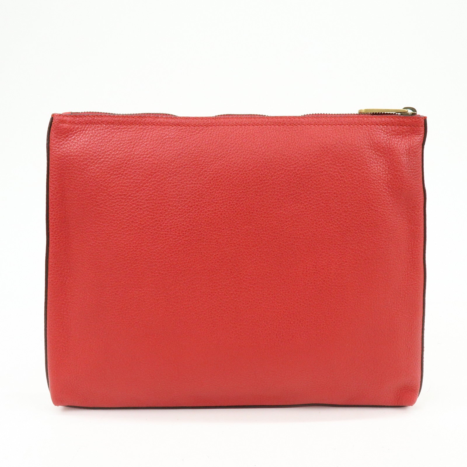 GUCCI Vintage Logo Medium Portfolio Leather Clutch Bag Red 500981