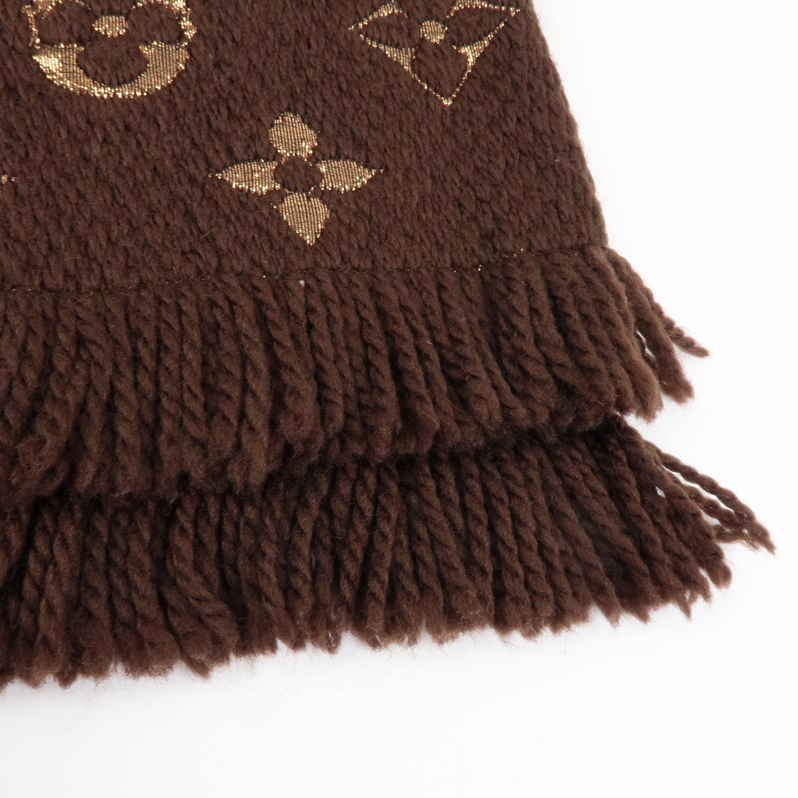 Louis Vuitton Echarpe Logomania Shine Wool Silk Scarf Brown M71383