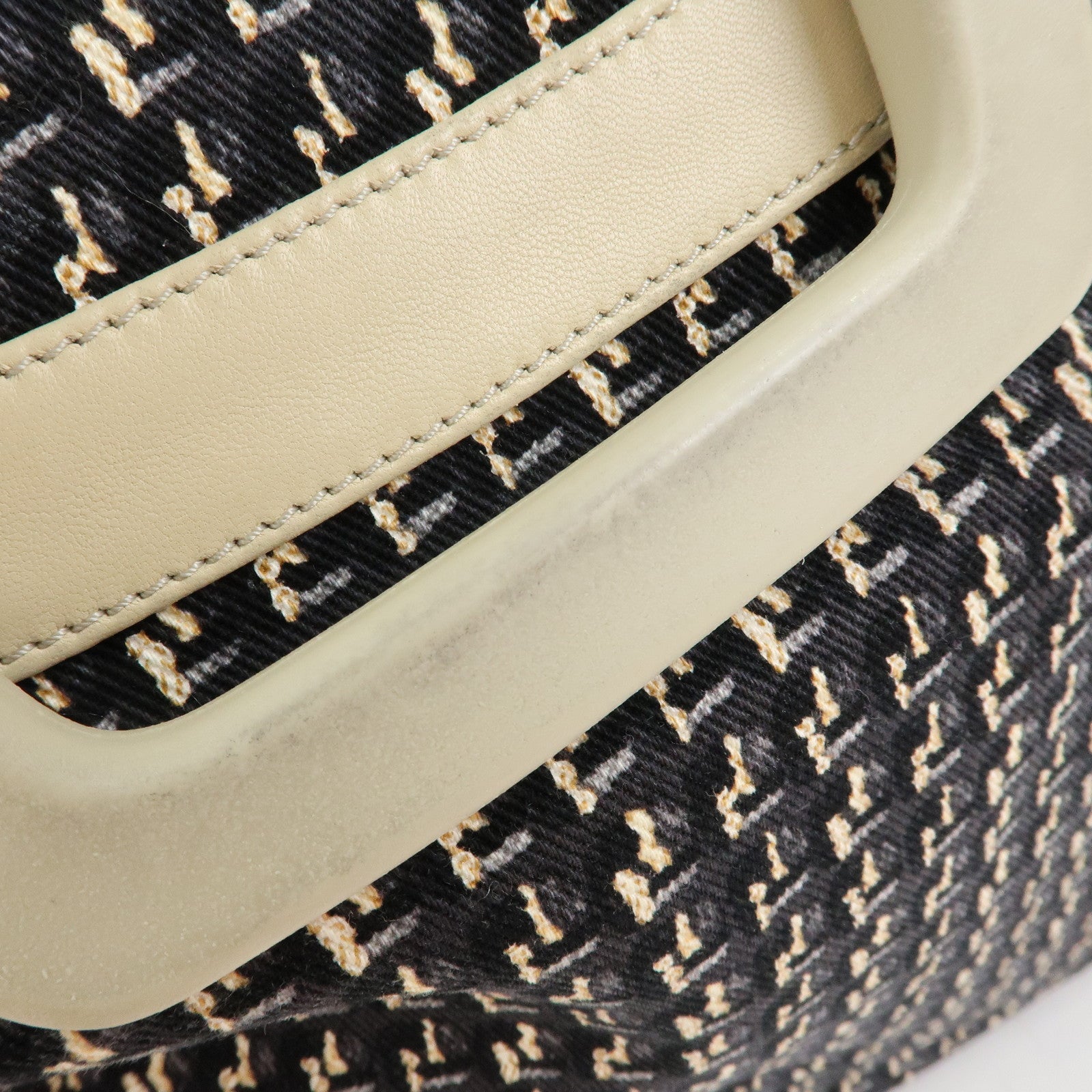 CHANEL Canvas Leather 2Way Bag Hand Bag Shoulder Bag Black Ivory