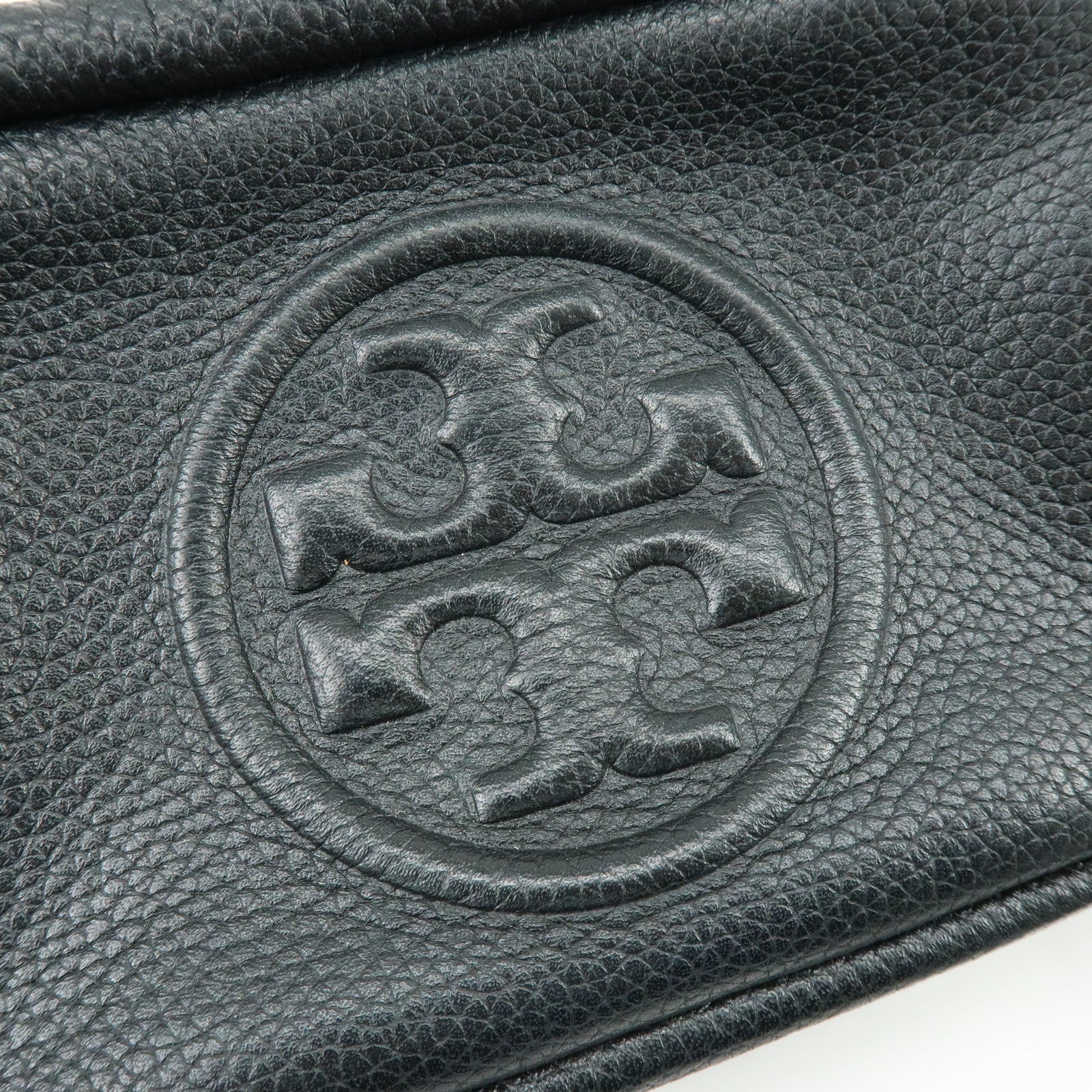 TORY BURCH Leather Double T Shoulder Bag Crossbody Bag Black