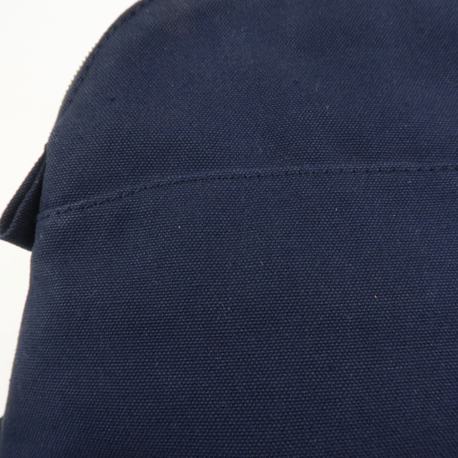 HERMES Canvas Leather Bolide Pouch MM Cosmetic Pouch Navy