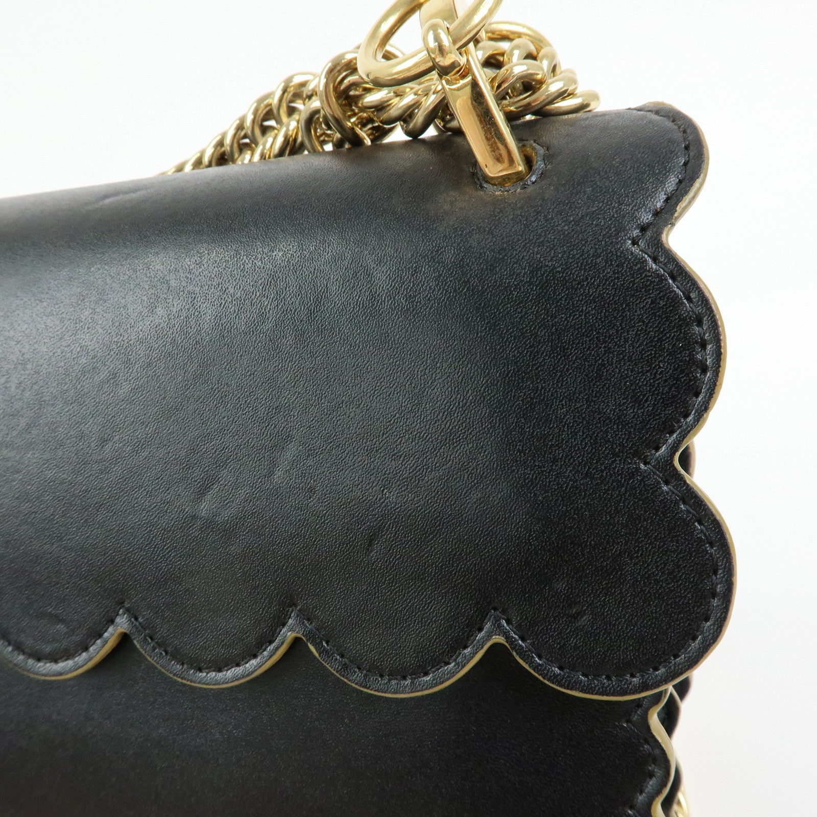 FENDI KAN I Leather 2Way Bag Shoulder Bag Hand Bag Black 8BT283