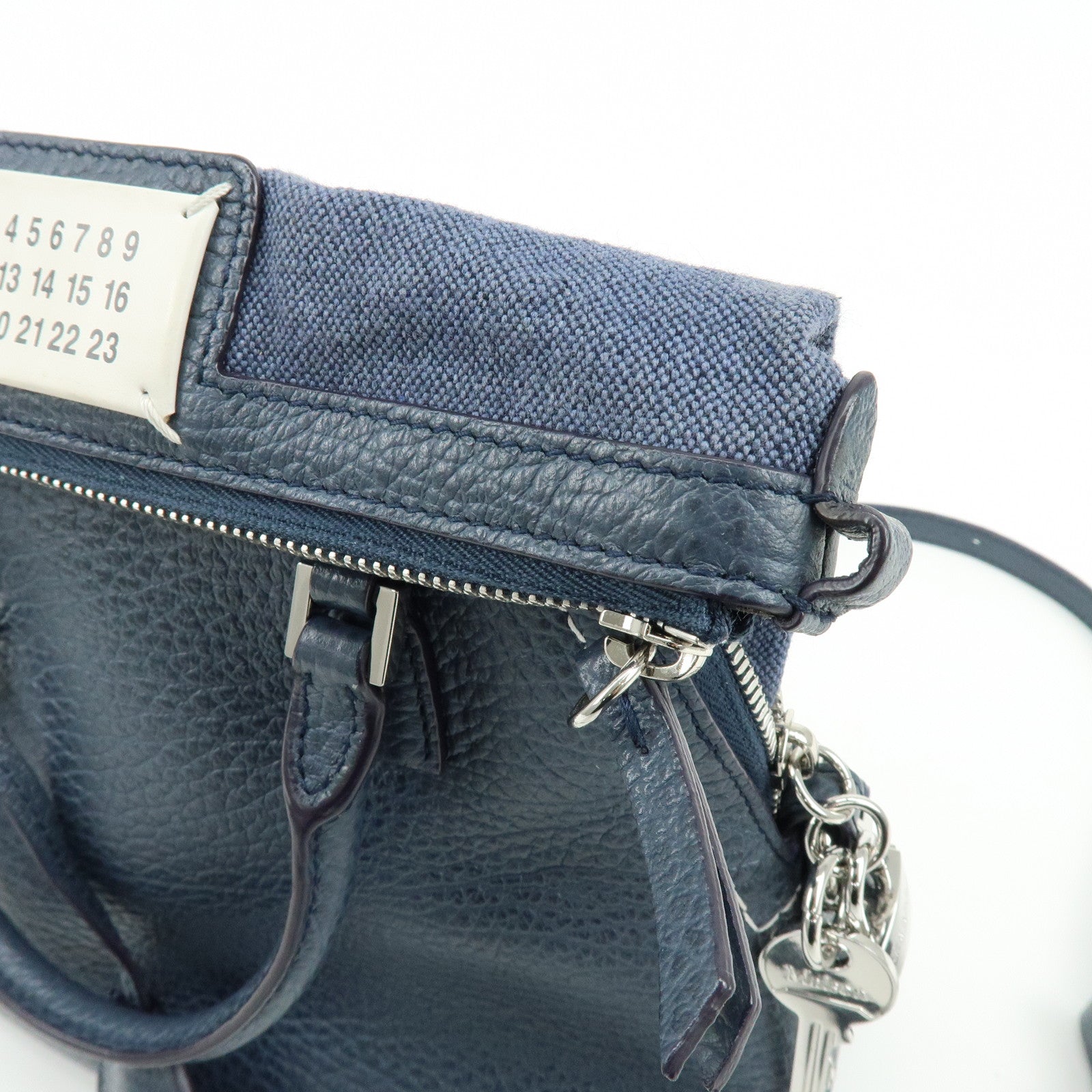 Maison Margiela 5AC Leather Canvas 2Way Bag Hand Shoulder Bag Navy