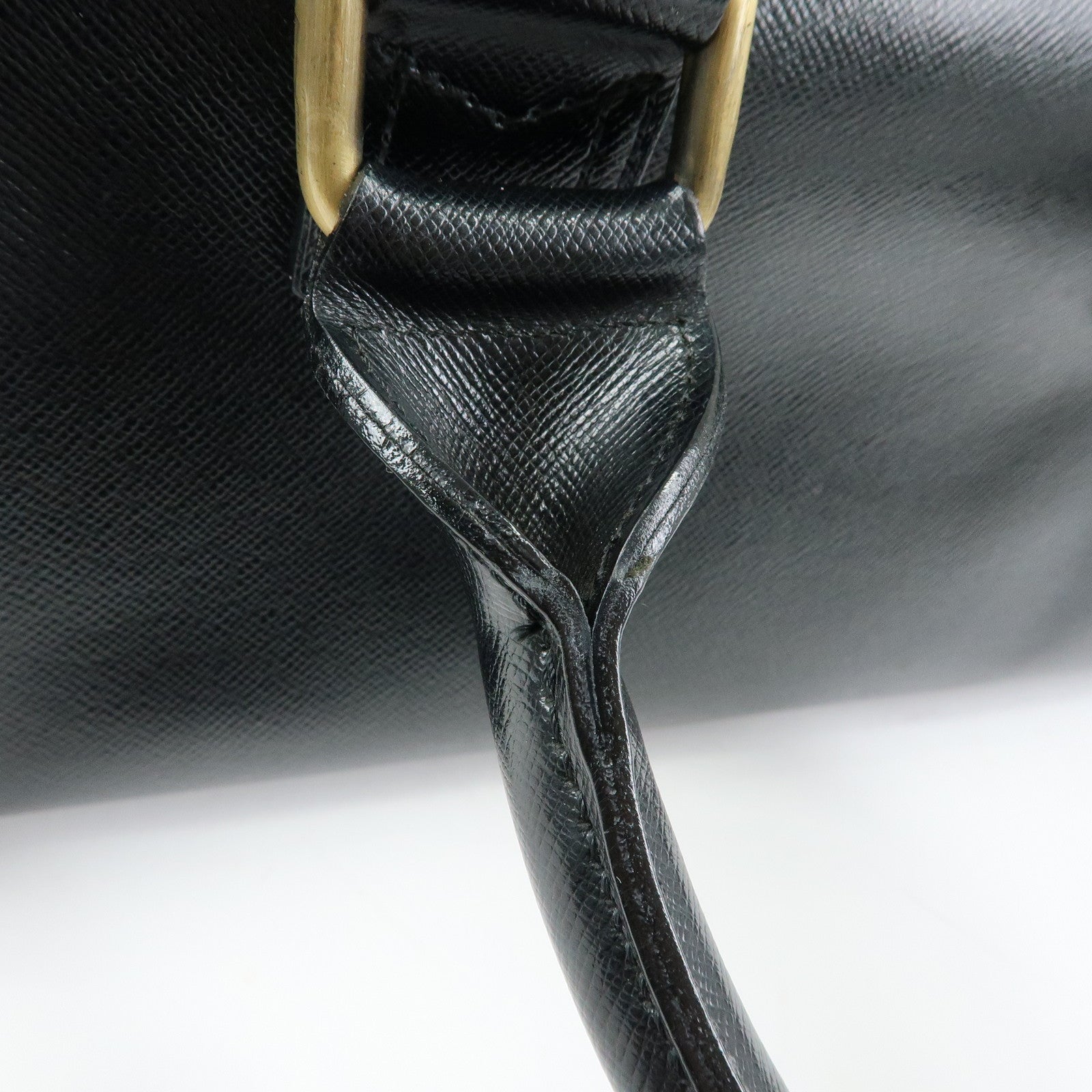 BURBERRY Leather Mini Boston Bag Hand Bag Tote Bag Black