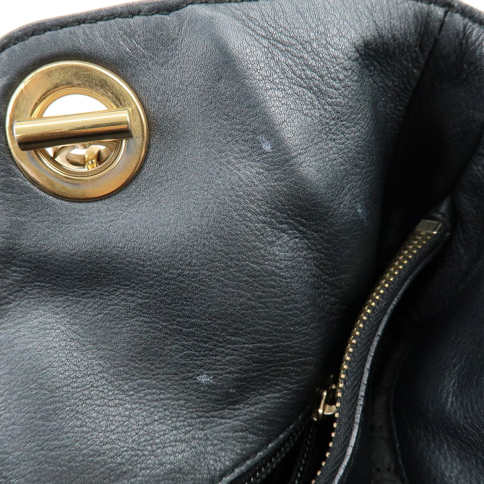 Ferragamo Gancini Leather Chain Tote Bag Shoulder Bag Black