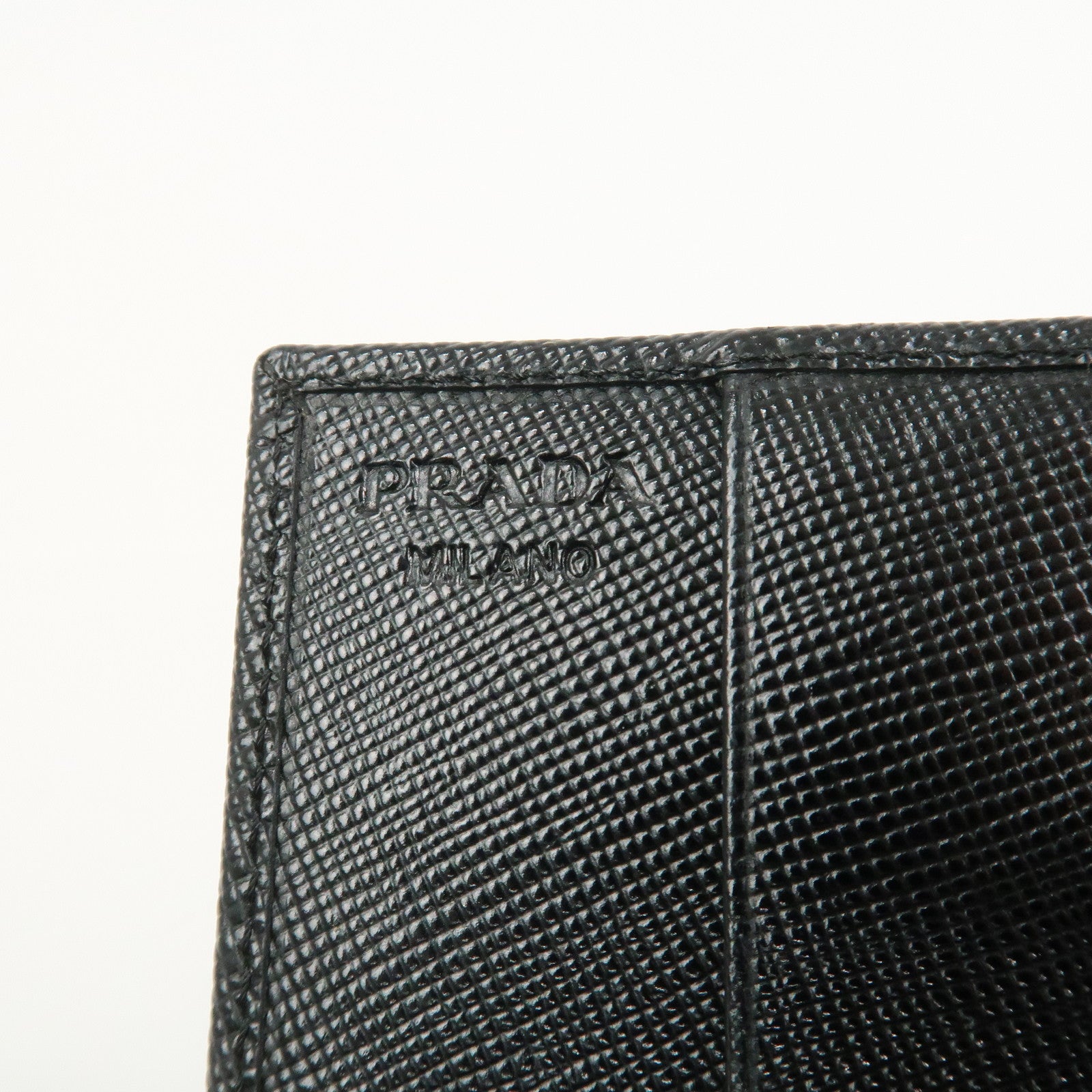 PRADA Triangle Logo Saffiano Leather Card Case Card Holder Black