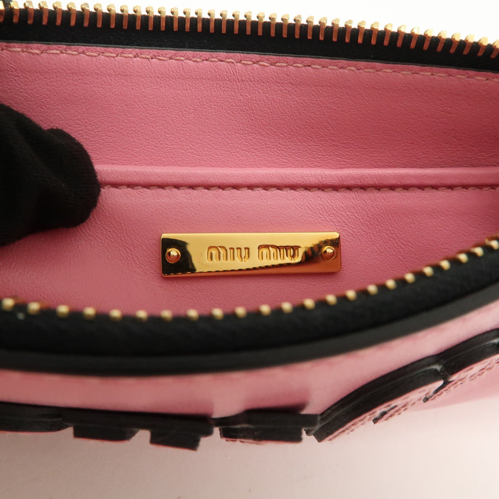 MIUMIU Logo Leather Clutch Bag Pouch Pink 5N1890