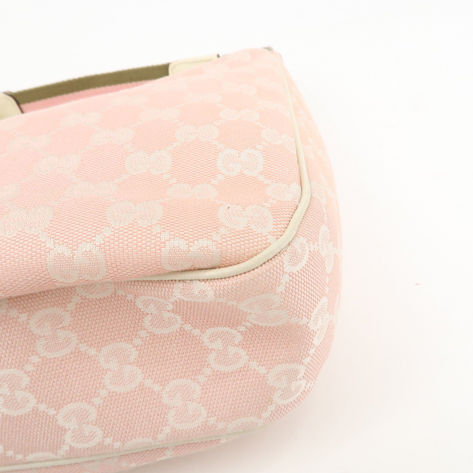 GUCCI Sherry Line GG Canvas Leather Shoulder Bag Pink 145757
