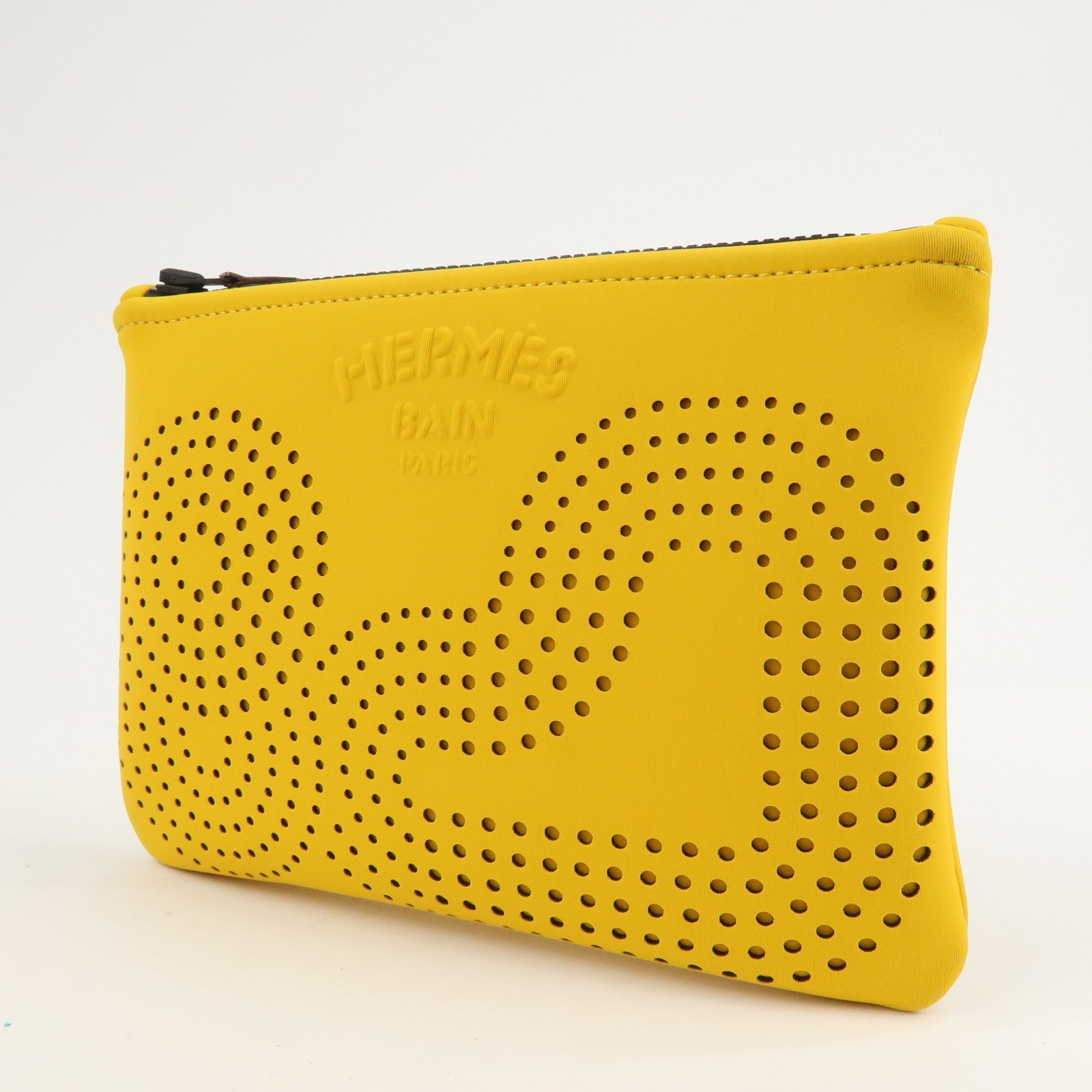 HERMES Neoprene Leather Neobain PM Pouch Cosmetic Pouch Yellow