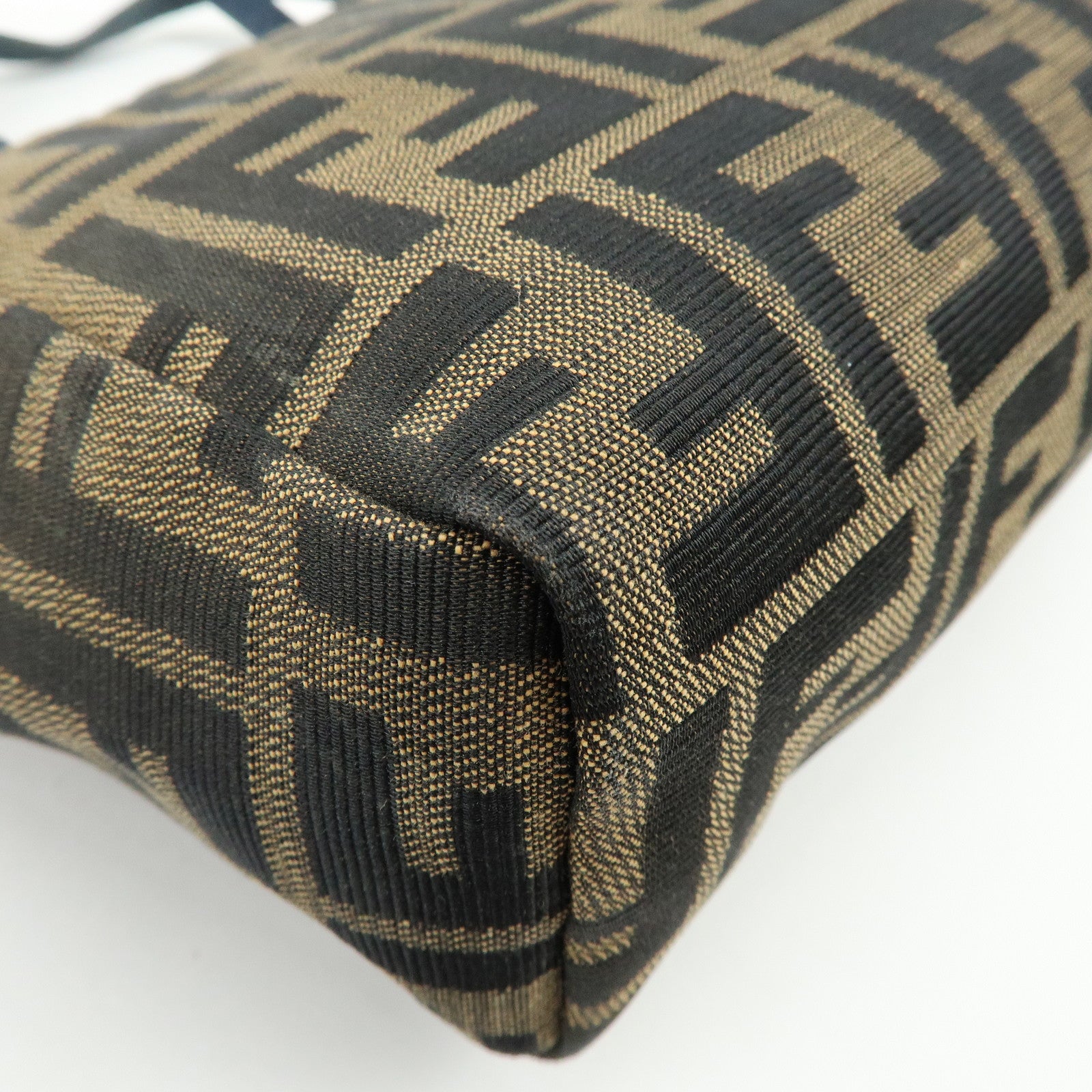 FENDI Zucca Canvas Leather Hand Bag Brown Black Navy 8N0000