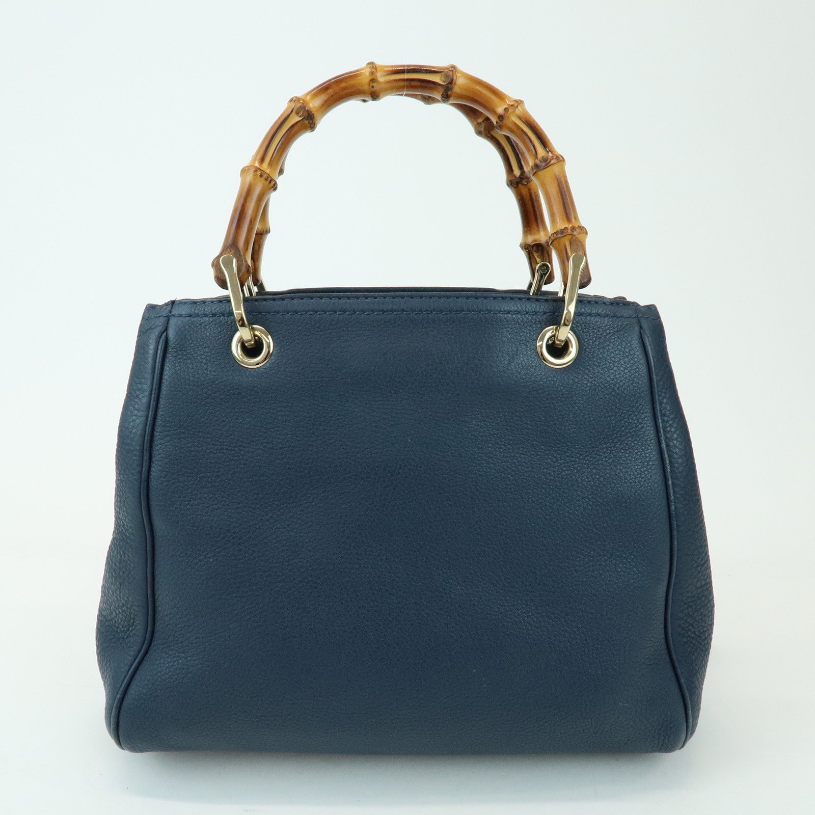 GUCCI Bamboo Shopper Small 2Way Bag Tote Shoulder Bag Navy 336032