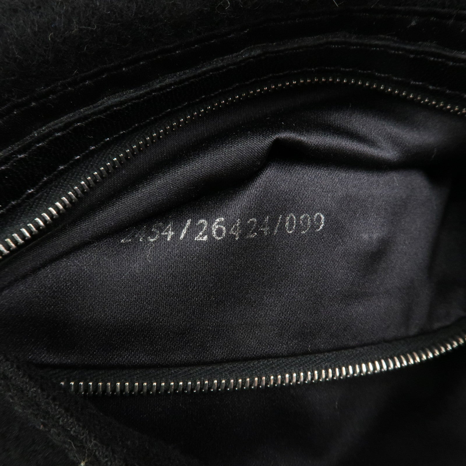 FENDI Mamma Baguette Wool Leather Shoulder Bag Hand Bag Black 26424