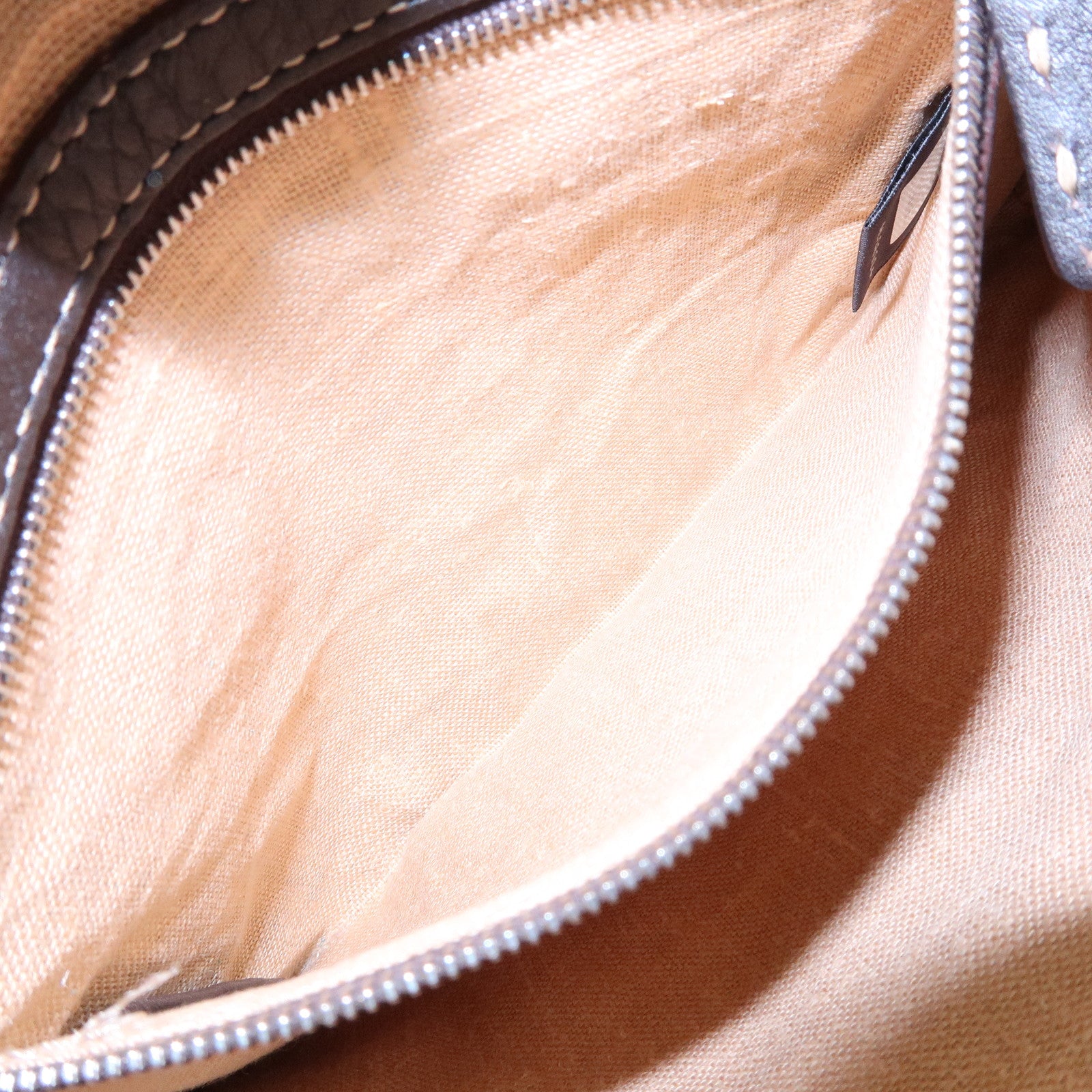 FENDI Selleria Leather Shoulder Bag Crossbody Bag Brown 8BT092