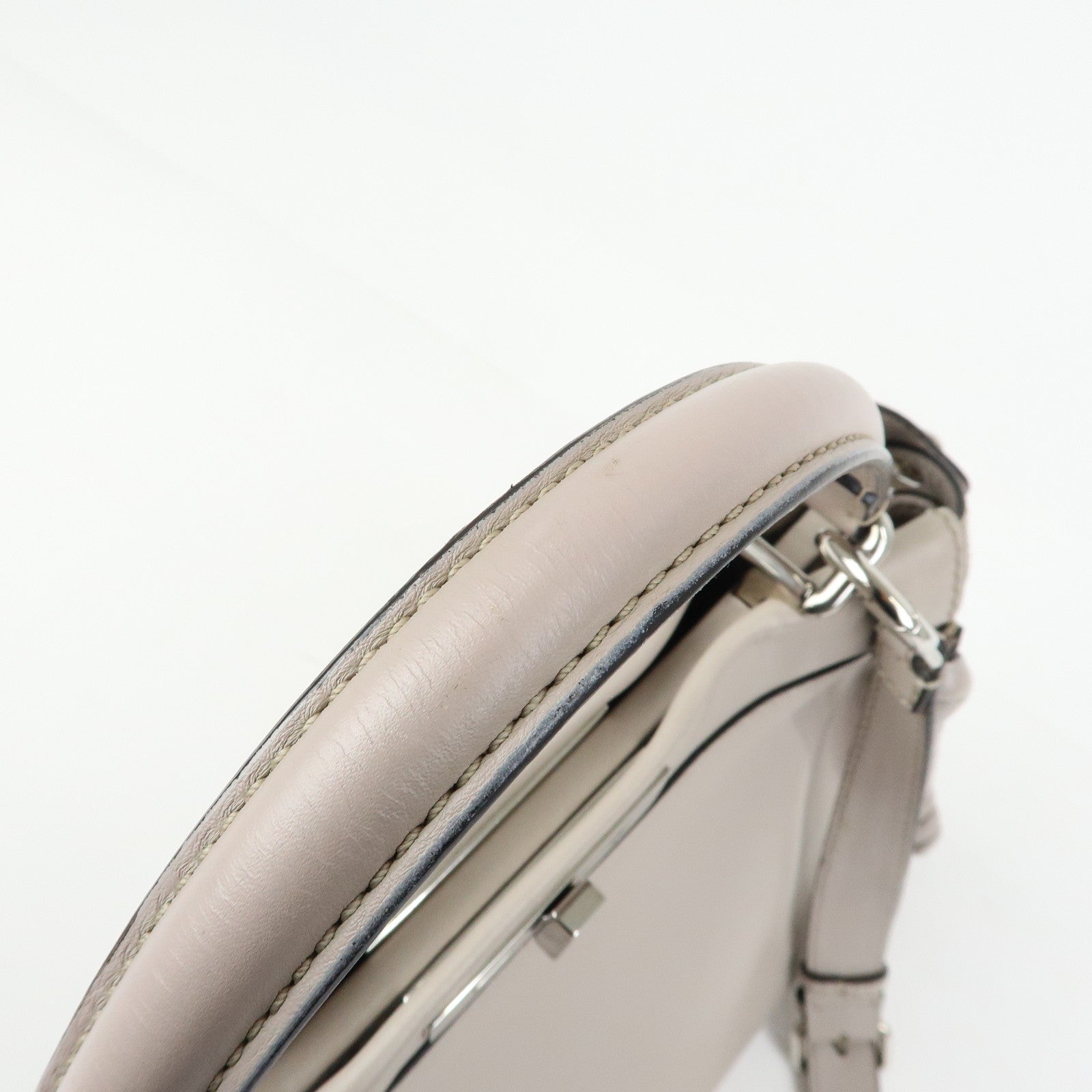 FENDI Peekaboo Leather 2Way Bag Hand Bag Shoulder Bag Gray 8BN290