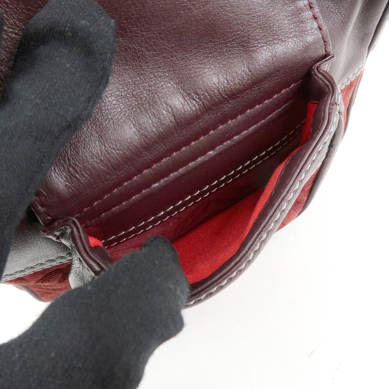 LOEWE Anagram Suede Leather Shoulder Crossbody Bag Bordeaux