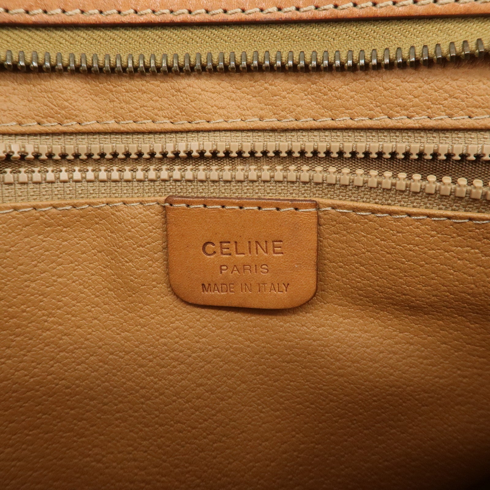 CELINE Macadam PVC Leather Clutch Bag Brown Gold HDW