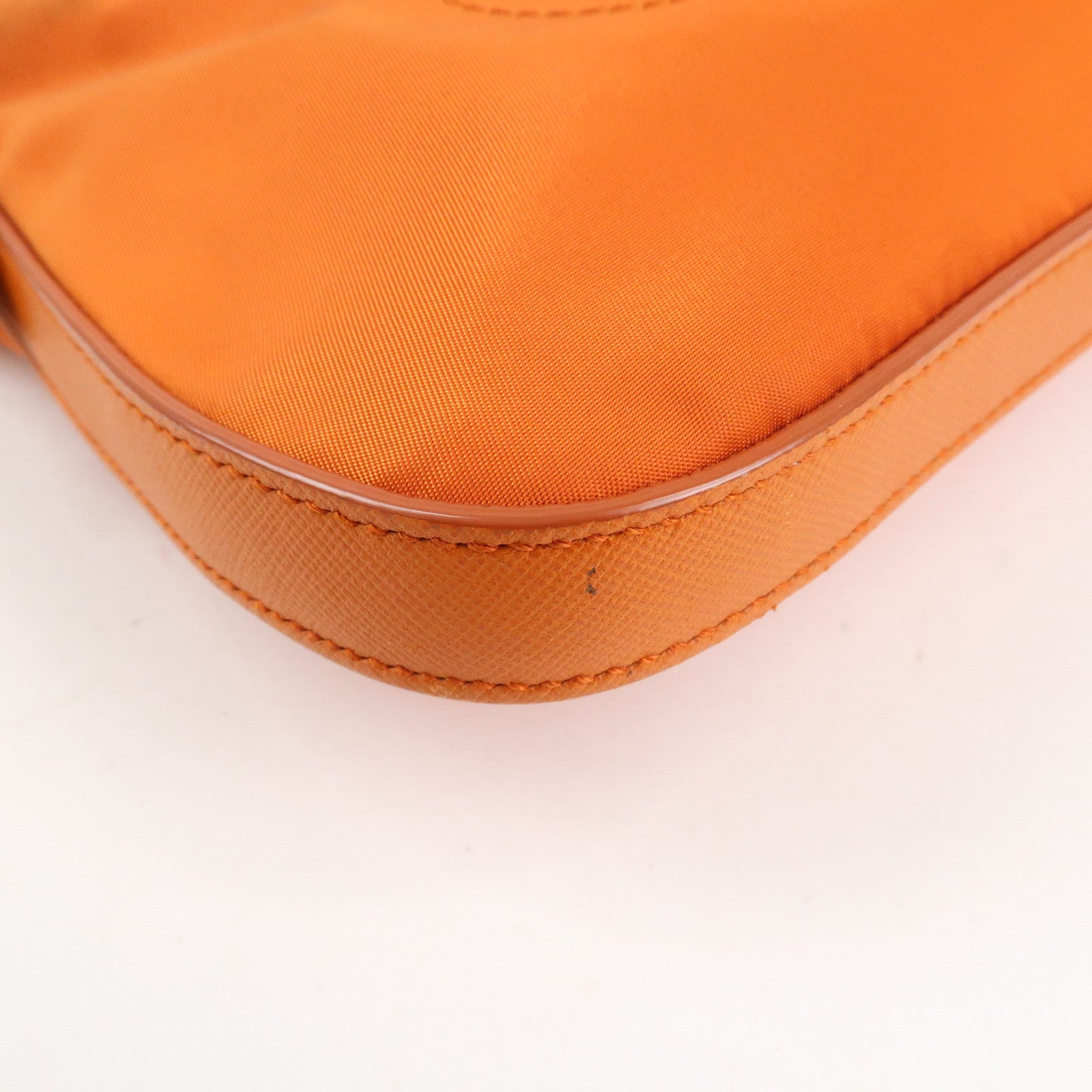 PRADA Triangle Logo Nylon Leather 2Way Shoulder Bag Orange Used