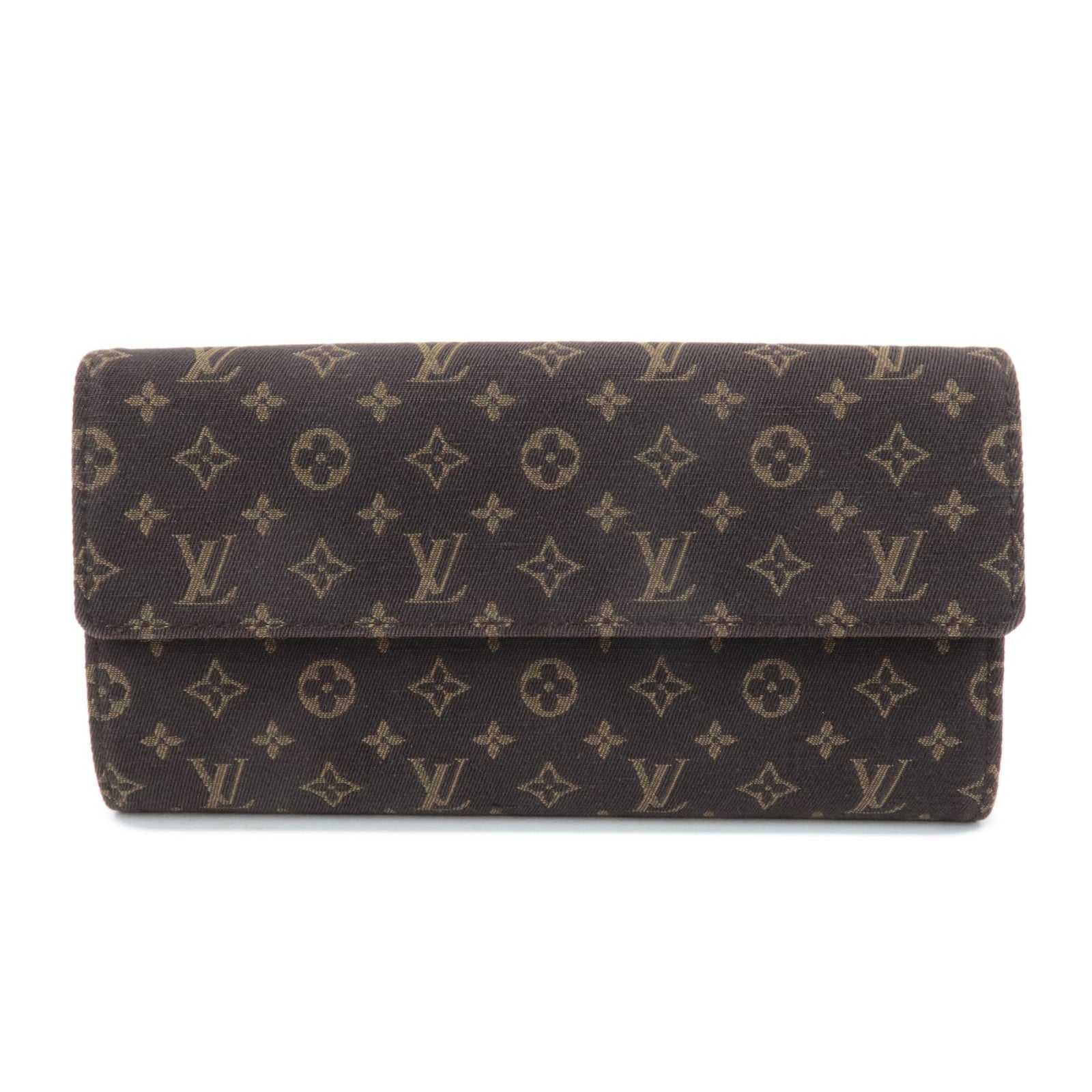 Louis Vuitton Monogram Mini Lin Portefeuille Sarah Long Wallet M95234 Used