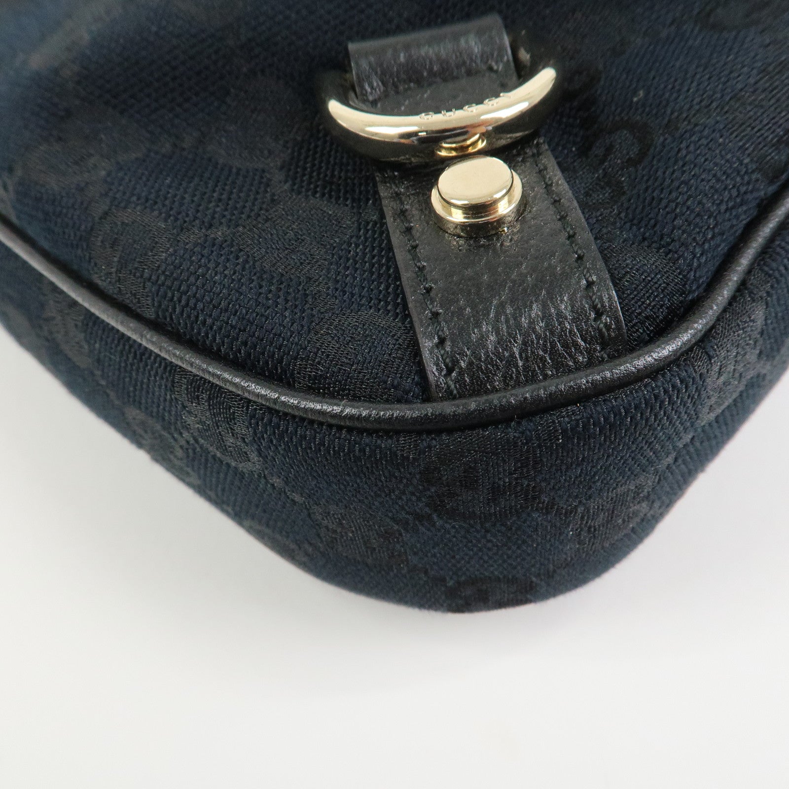 GUCCI Abbey GG Canvas Leather Shoulder Bag Black 130738