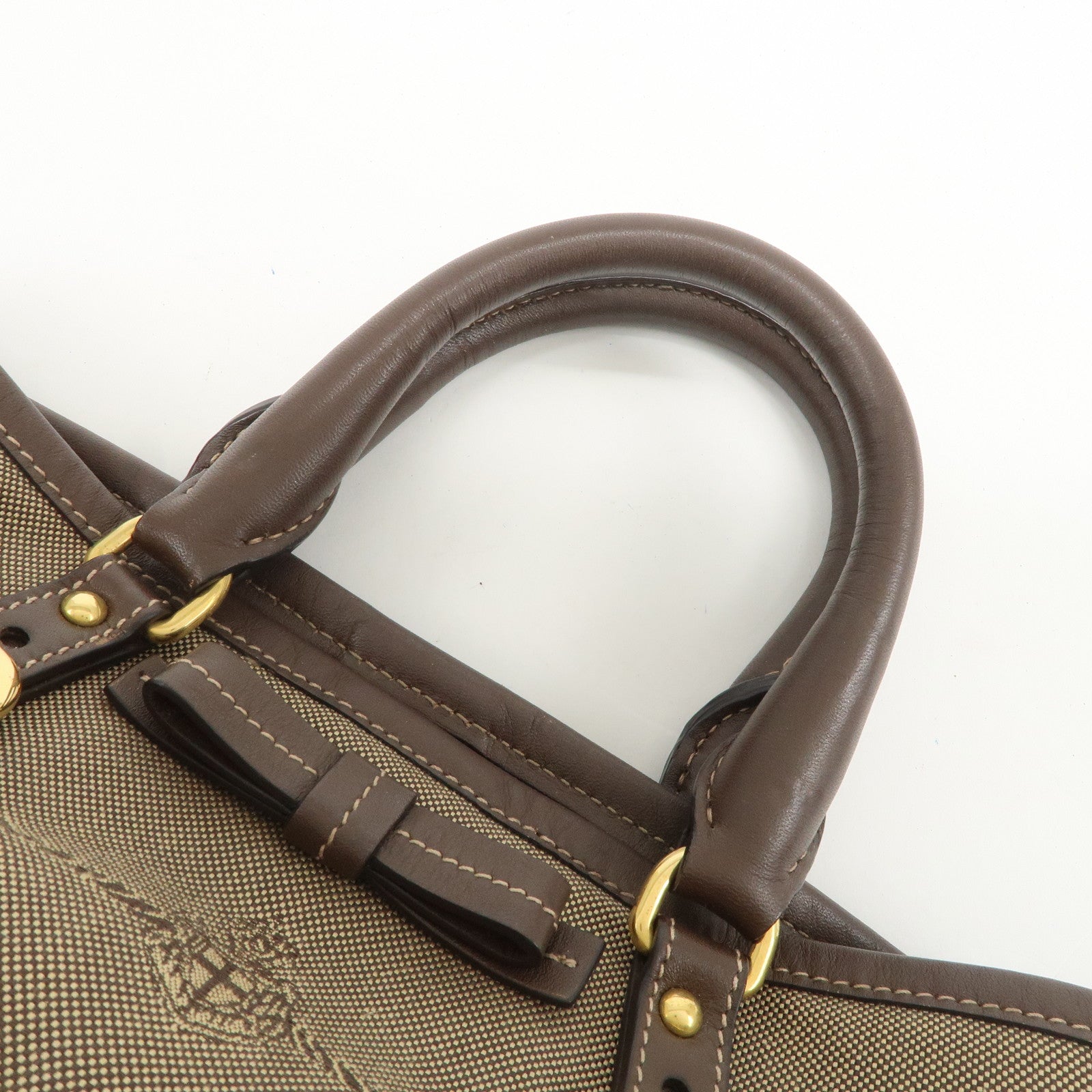 PRADA Jaguard Canvas Leather 2Way Tote Bag Shoulder Bag BN1841