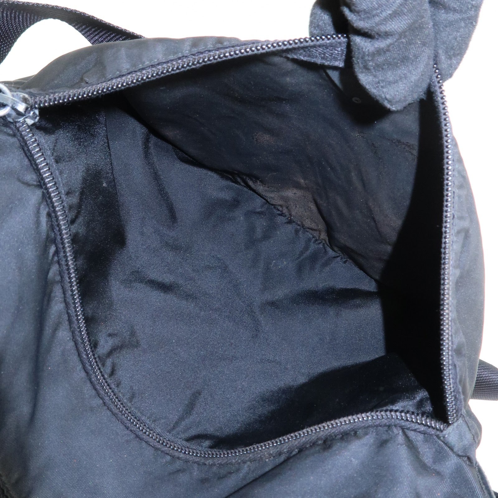 PRADA Triangle Logo Nylon Saffiano Leather Shoulder Bag Black V161