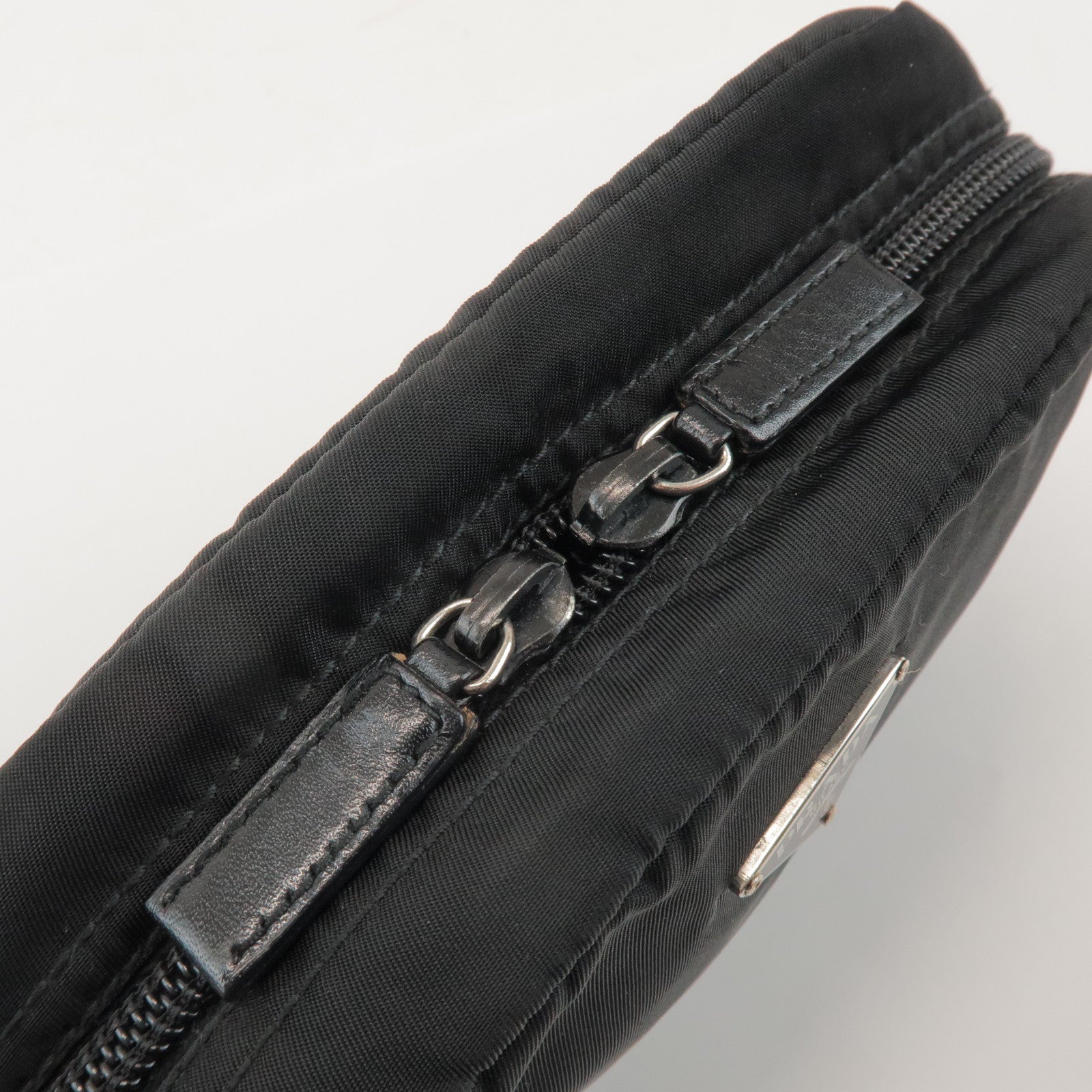 PRADA Triangle Logo Nylon Set of 2 Pouch Black Purple