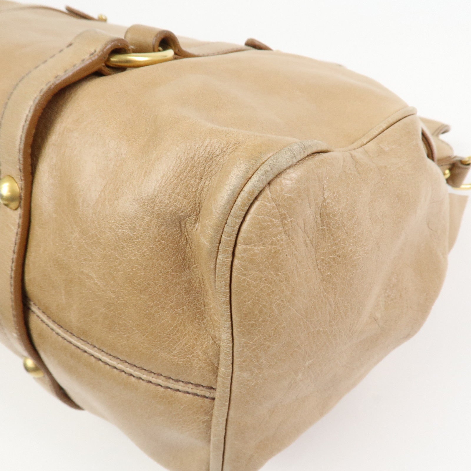 MIU MIU Side Ribbon Leather 2Way Hand Shoulder Bag Brown RT0438