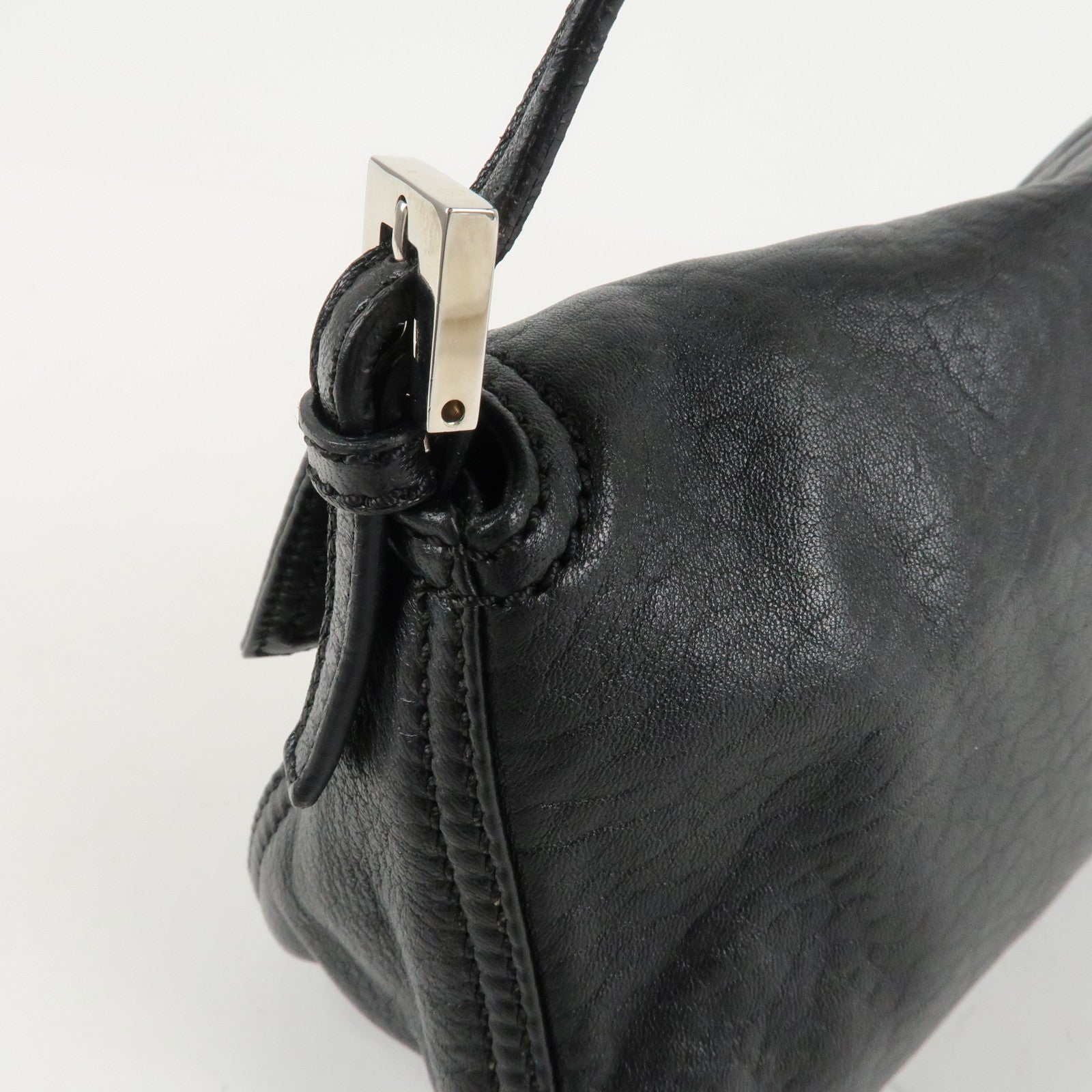 FENDI Mamma Baguette Shoulder Bag Hand Bag Black 8BR180 Used