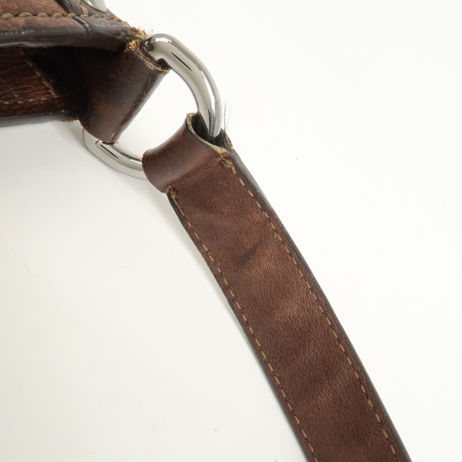 MIU MIU Logo Leather Shoulder Bag Crossbody Bag Brown