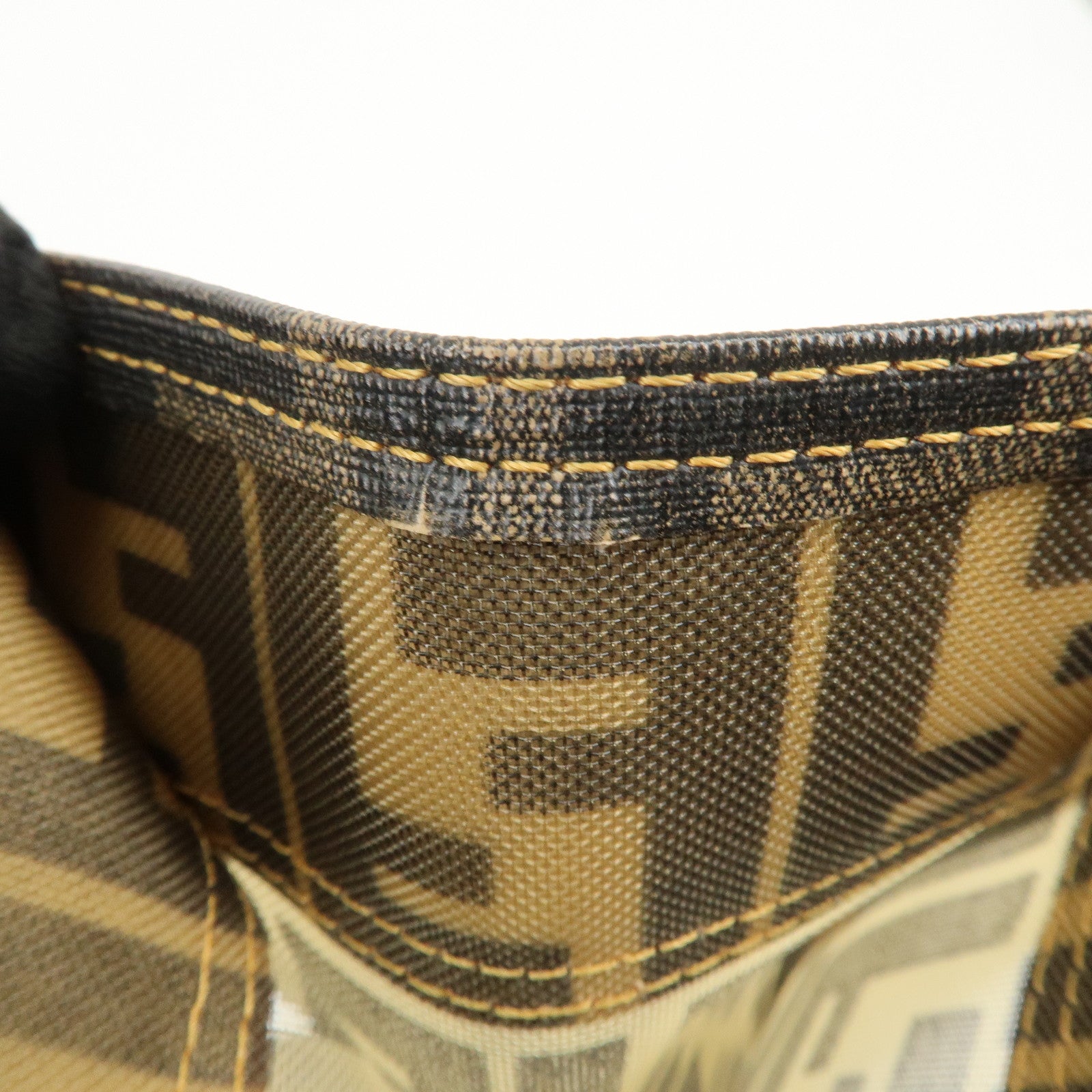 FENDI Zucca Nylon PVC Canvas Hand Bag Tote Bag Brown Black 8BH134