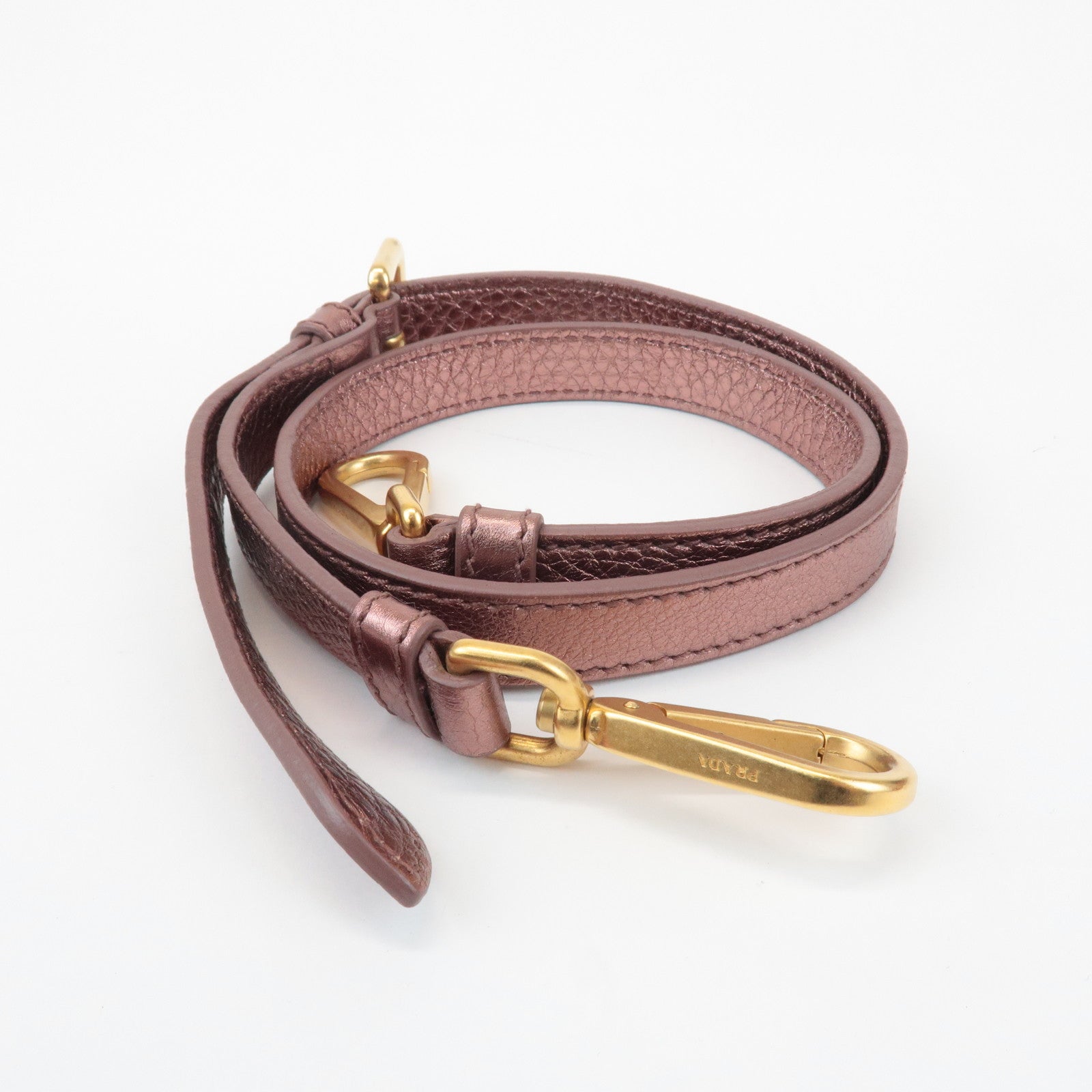 PRADA Leather 2Way Tote Bag Shoulder Bag Metallic Pink BN1713 Used