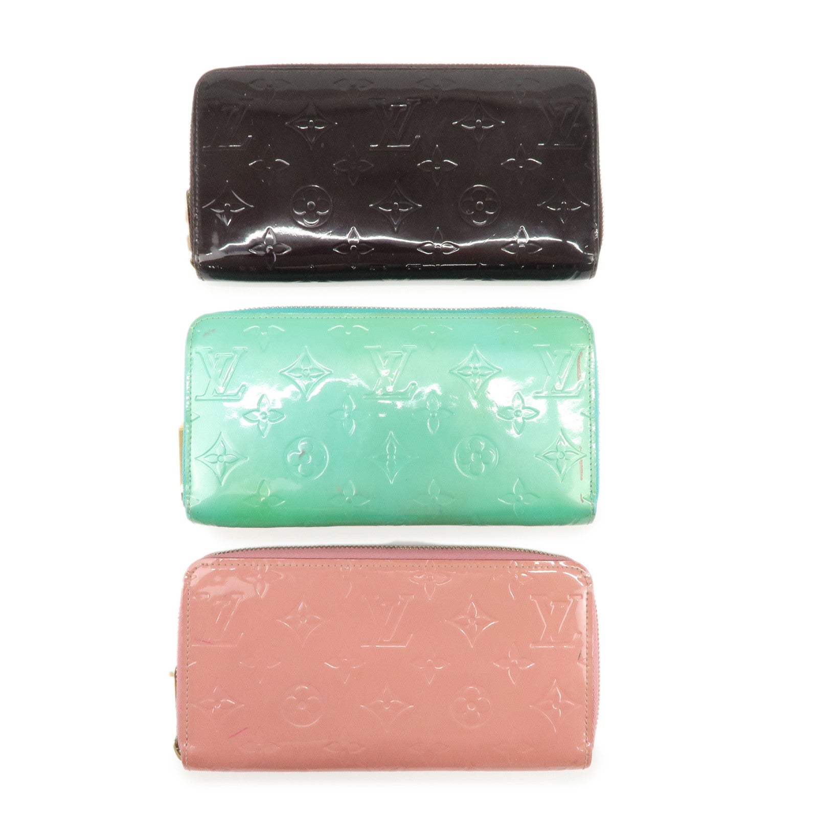 Louis Vuitton Monogram Vernis Set of 3 Wallet M93522 M91734 M90201 Used