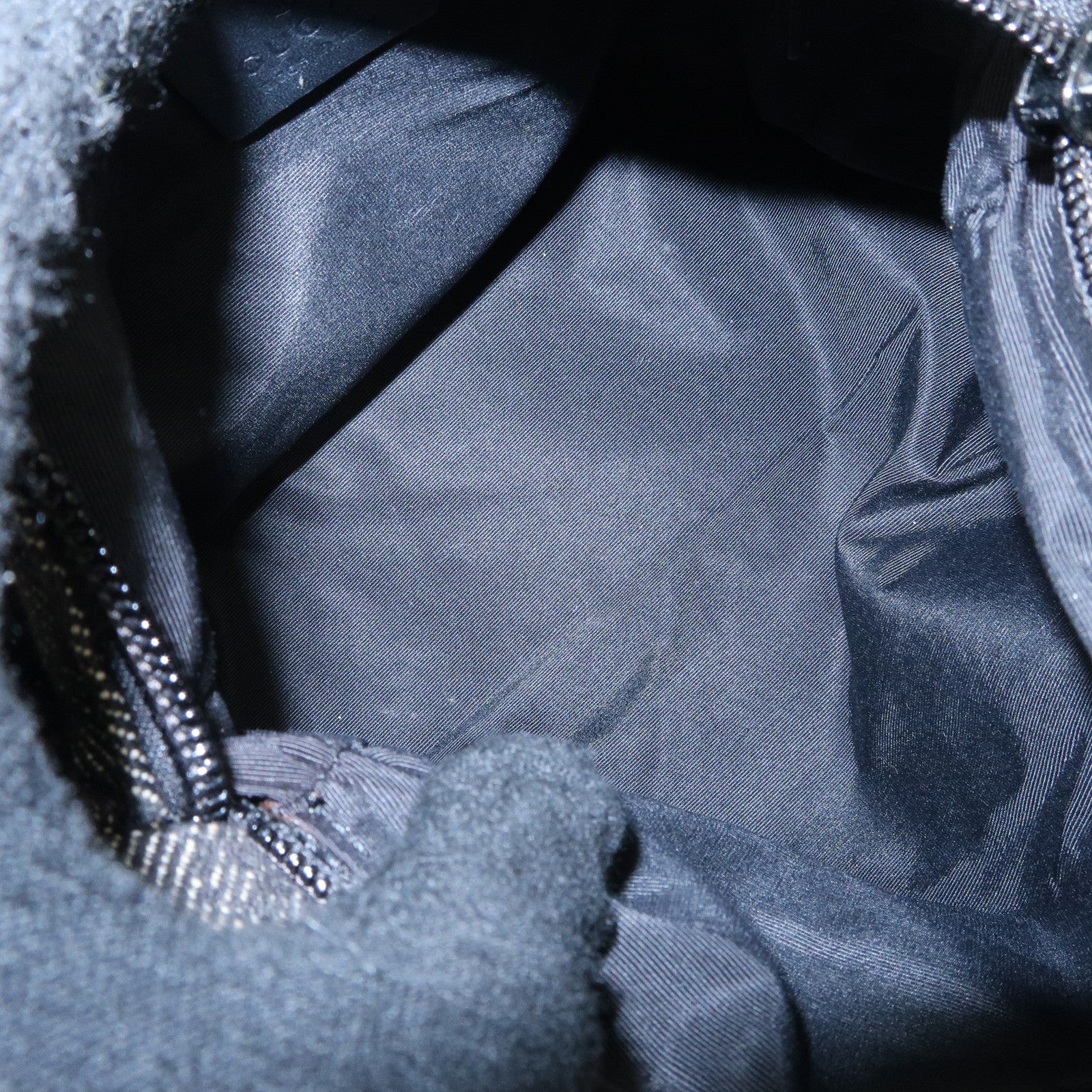 GUCCI GG Canvas Leather Shoulder Bag Hand Bag Black 92699 Used