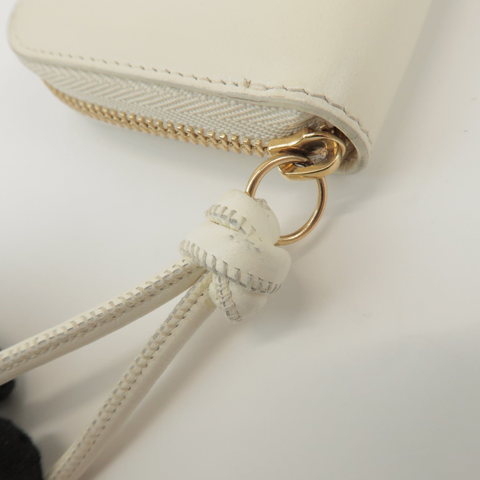 JIL SANDER Logo Leather Round Zippy Coin Case Coin Wallet Ivory