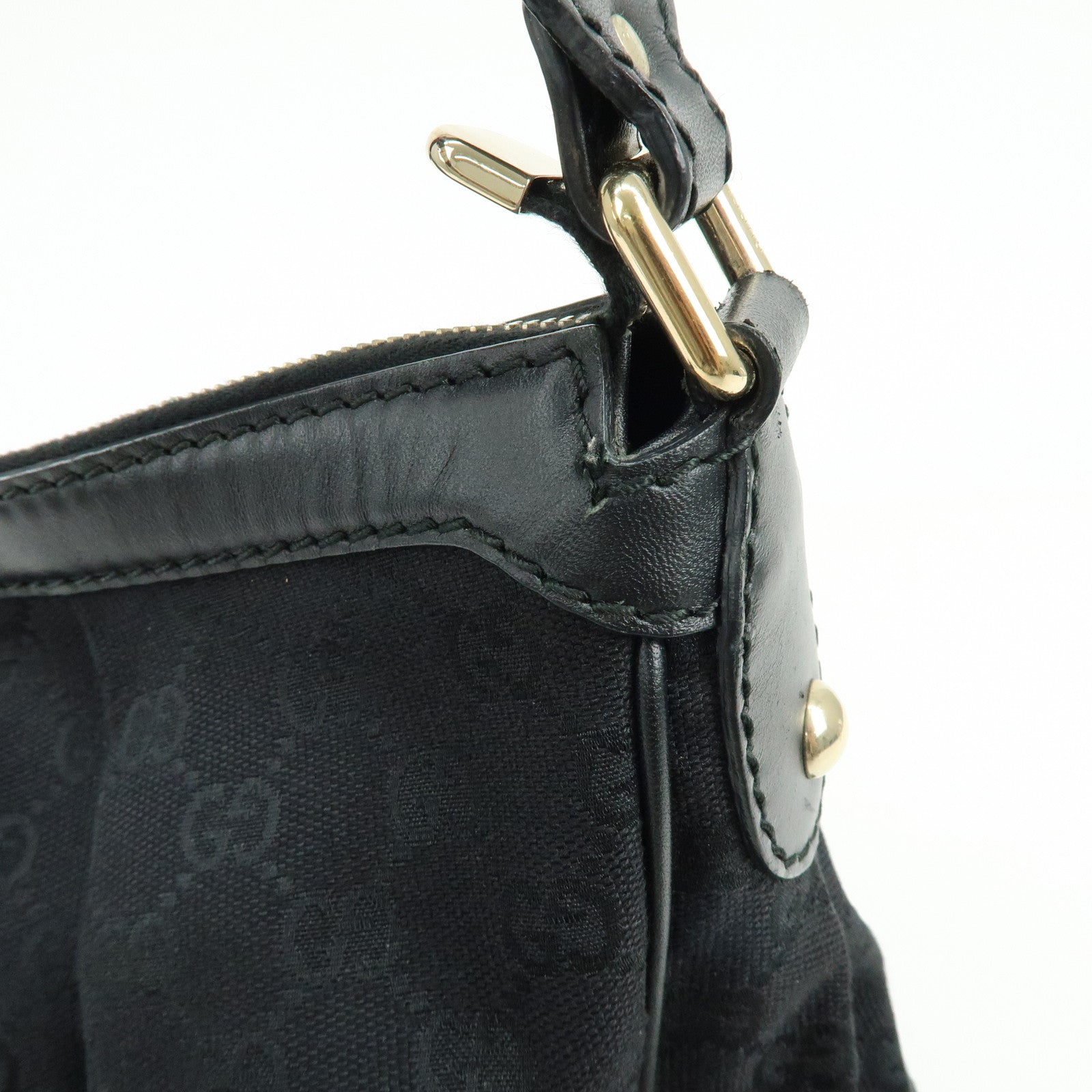 GUCCI Sukey GG Canvas Leather Shoulder Bag Black 232955