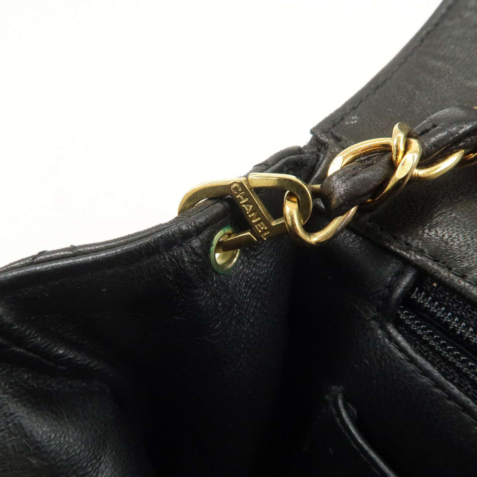 CHANEL Matelasse Lamb Skin Chain Shoulder Bag Black A01112